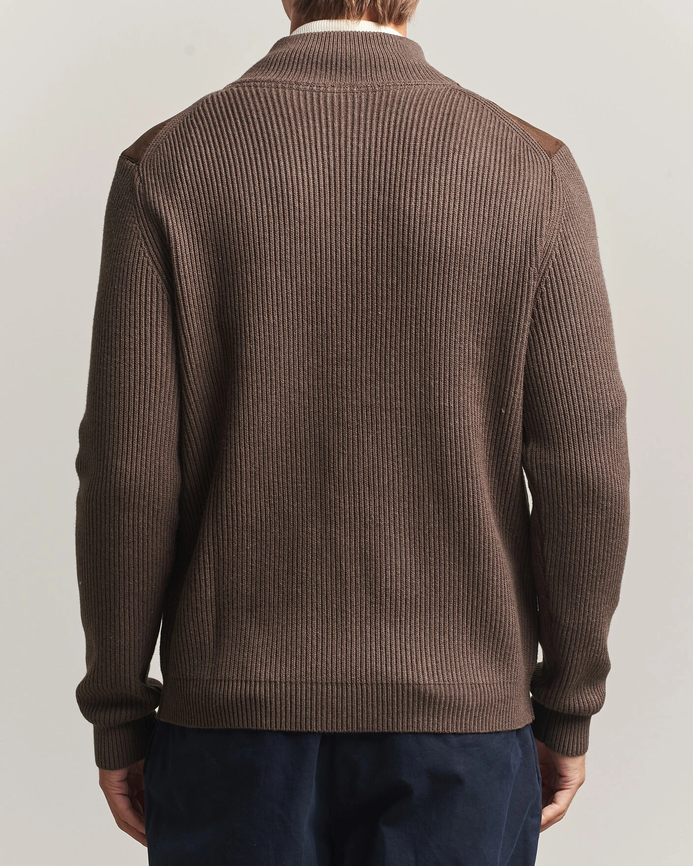 Herr | Tröjor | Stenströms | Knitted Hybrid Alcantara Jacket Brown