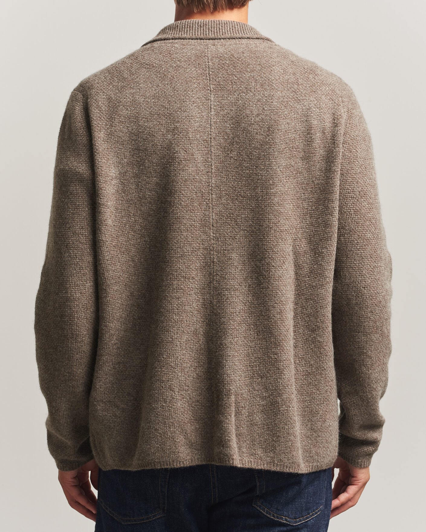 Herr | Tröjor | Stenströms | Knitted Yak/Merino Cardigan Blazer Brown