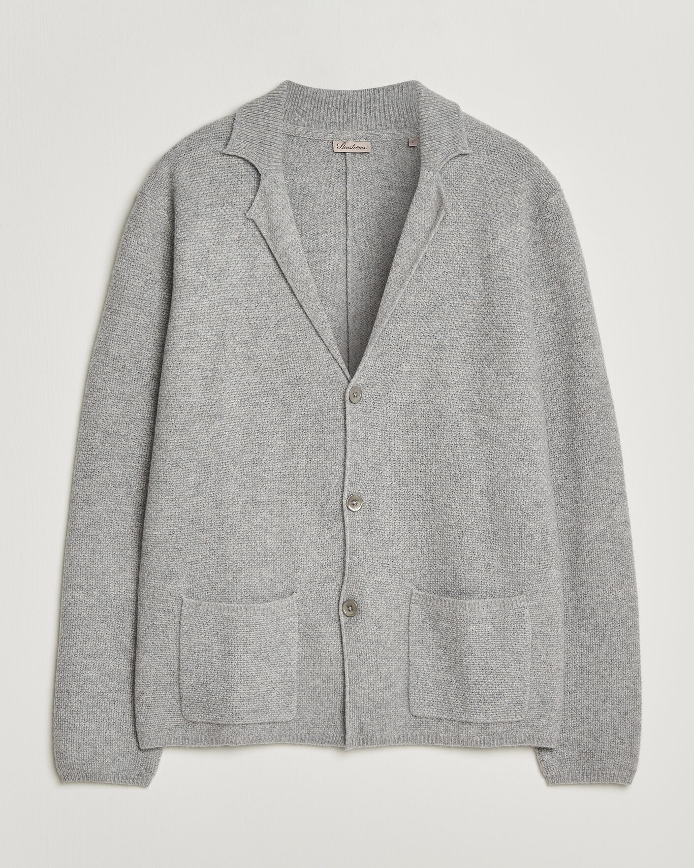 Herr | Tröjor | Stenströms | Knitted Yak/Merino Cardigan Blazer Grey