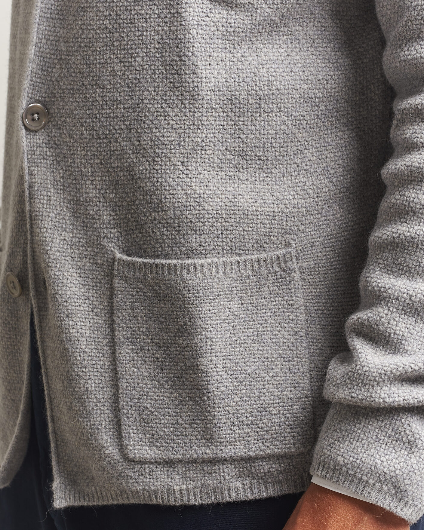 Herr | Tröjor | Stenströms | Knitted Yak/Merino Cardigan Blazer Grey