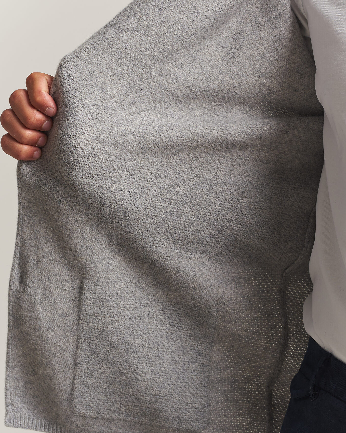 Herr | Tröjor | Stenströms | Knitted Yak/Merino Cardigan Blazer Grey