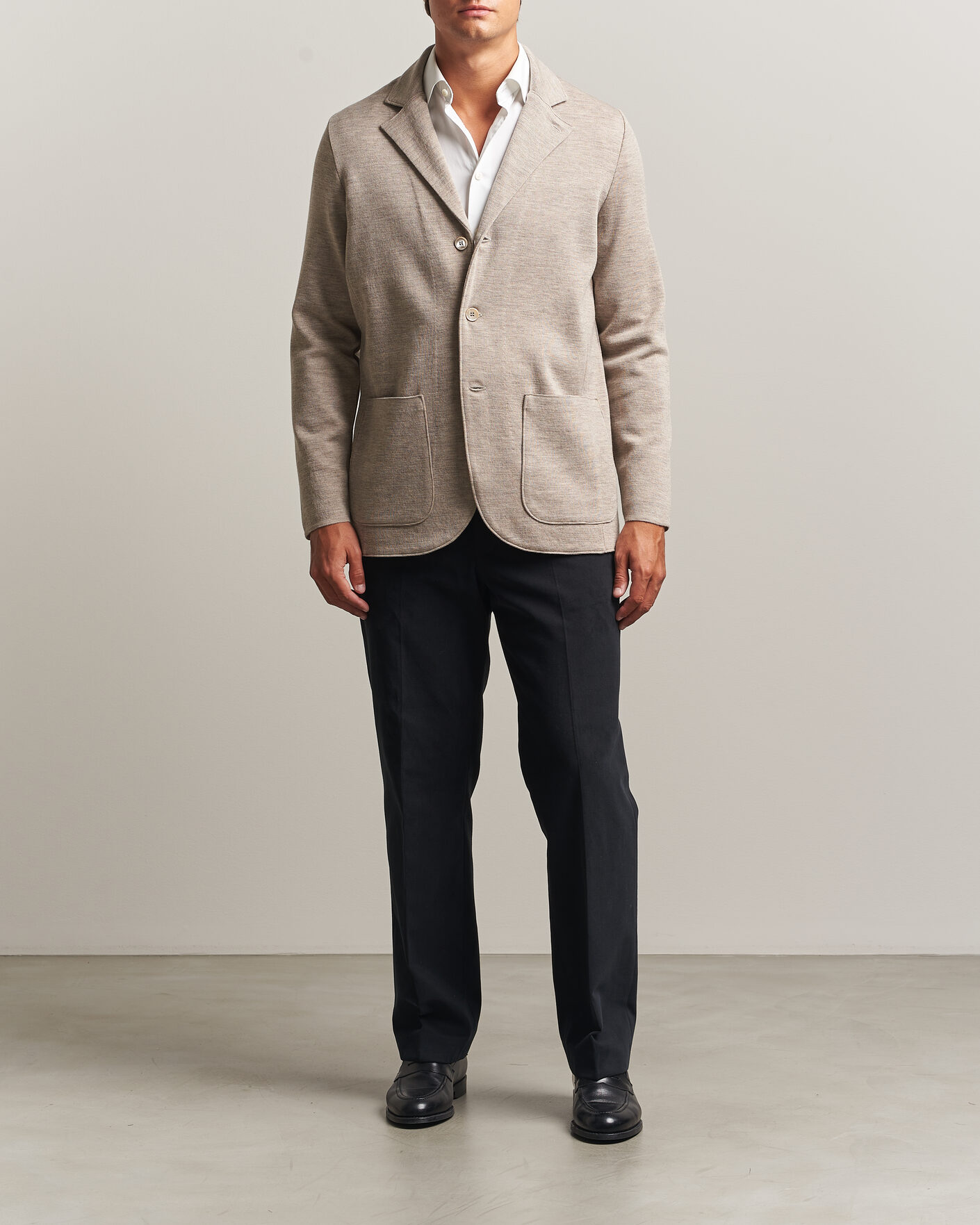Herr | Kavajer | Stenströms | Milano Knitted Merino Blazer Beige
