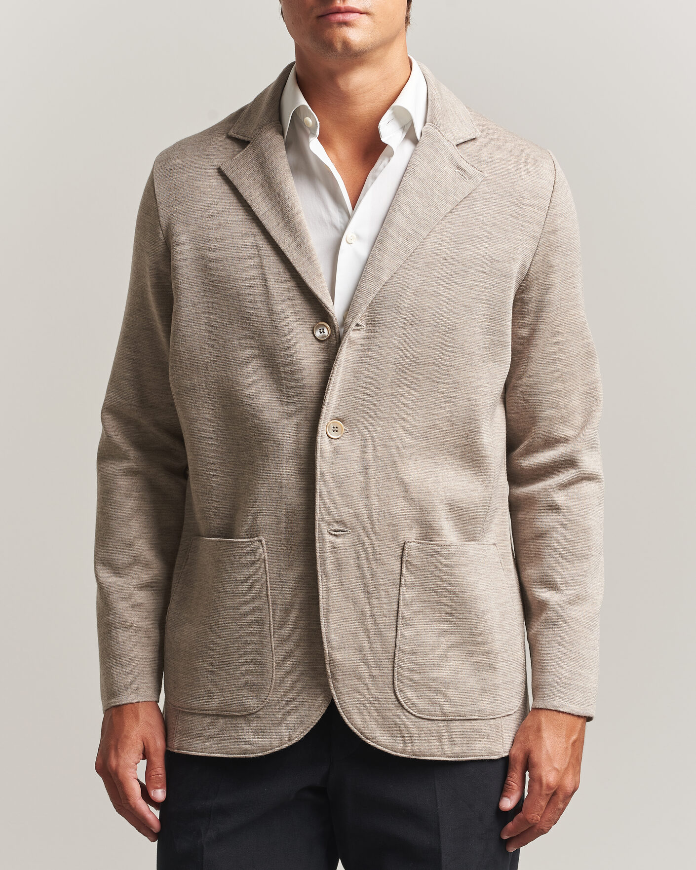 Herr | Kavajer | Stenströms | Milano Knitted Merino Blazer Beige