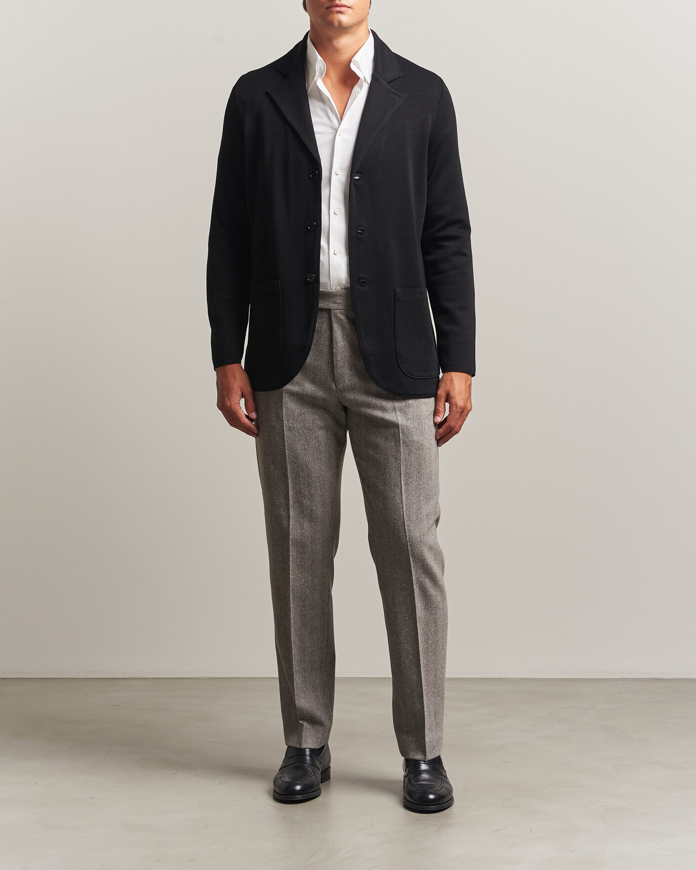 Herr | Kavajer | Stenströms | Milano Knitted Merino Blazer Black