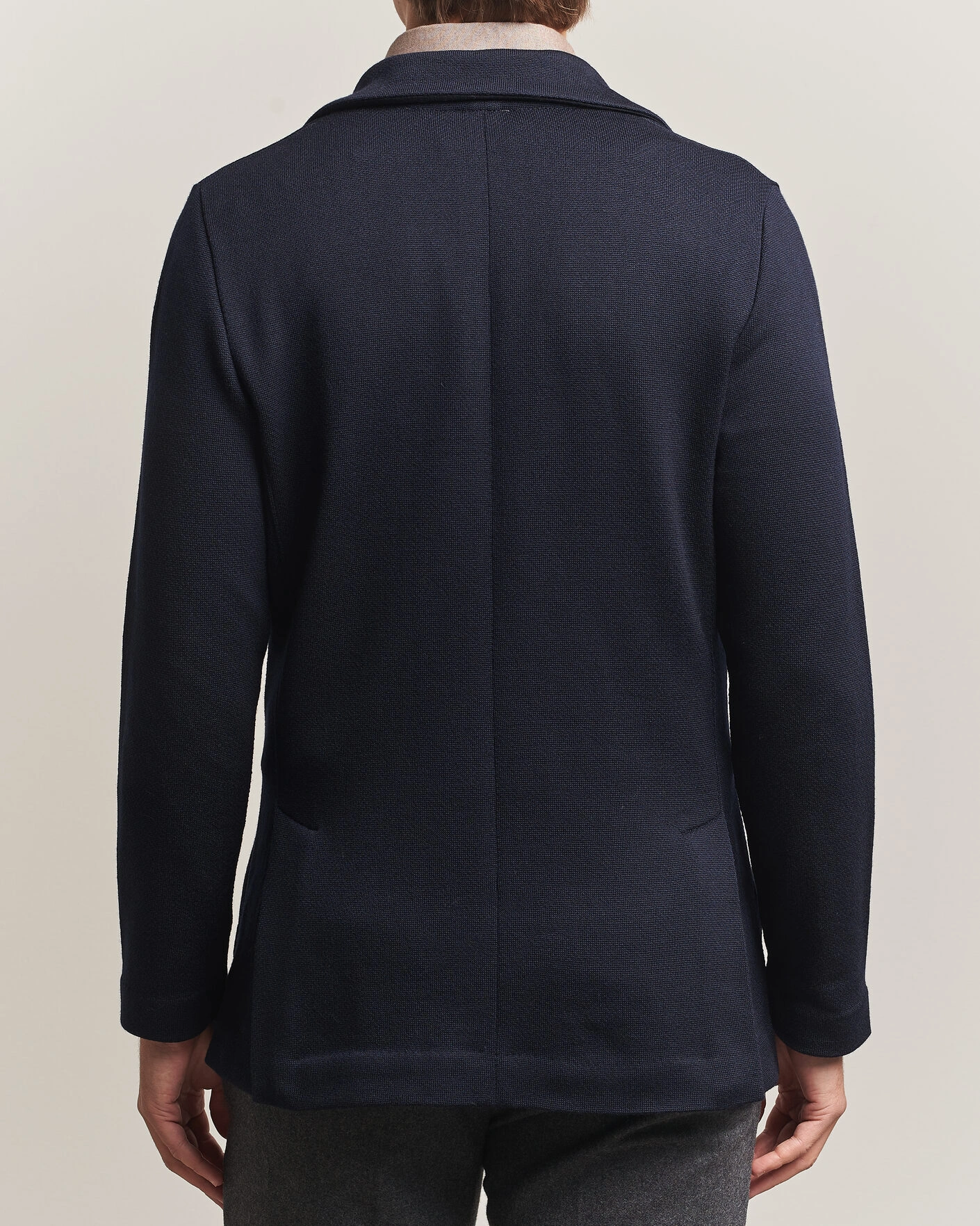 Herr | Kavajer | Stenströms | Knitted Herringbone DB Wool Blazer Navy