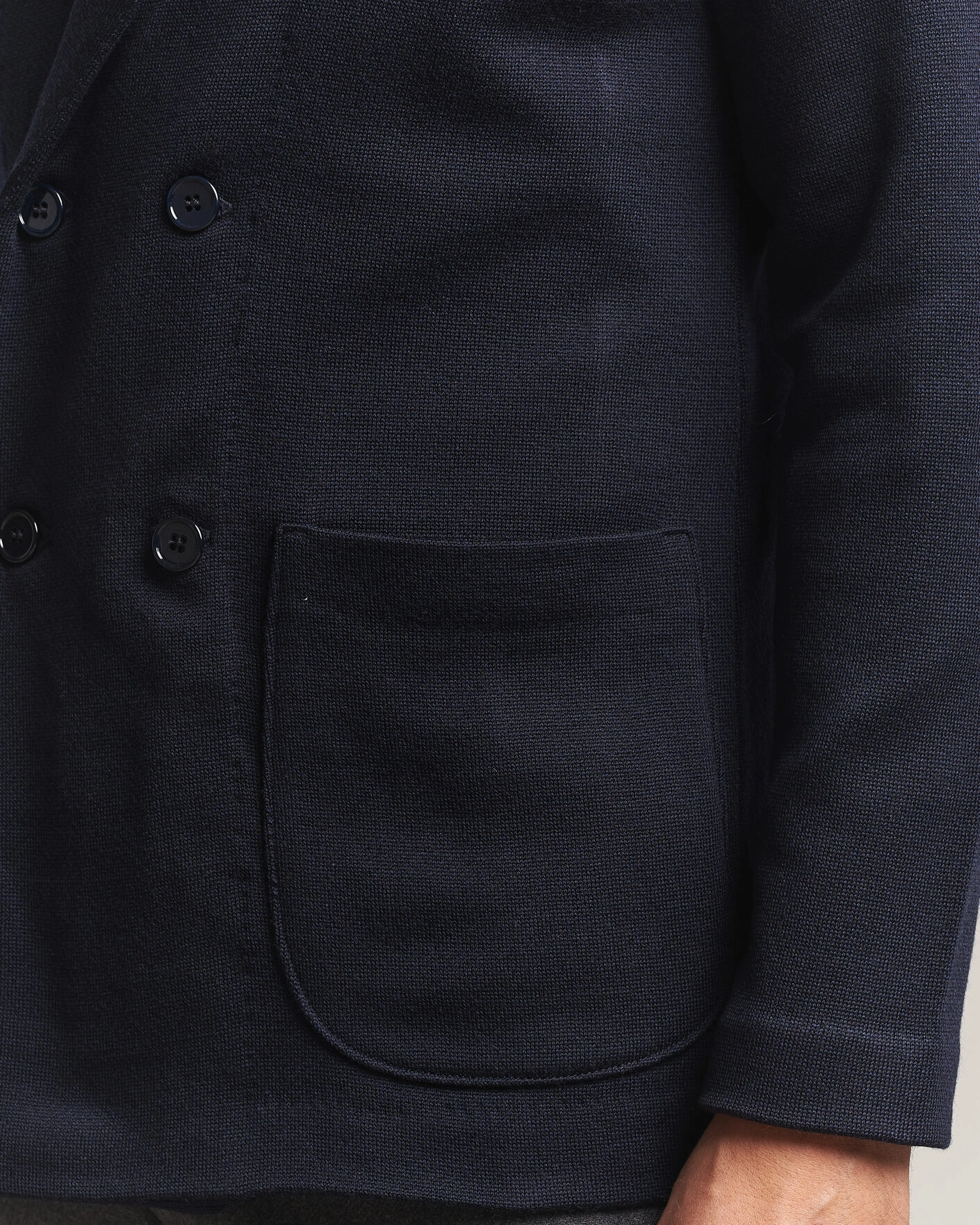 Herr | Kavajer | Stenströms | Knitted Herringbone DB Wool Blazer Navy