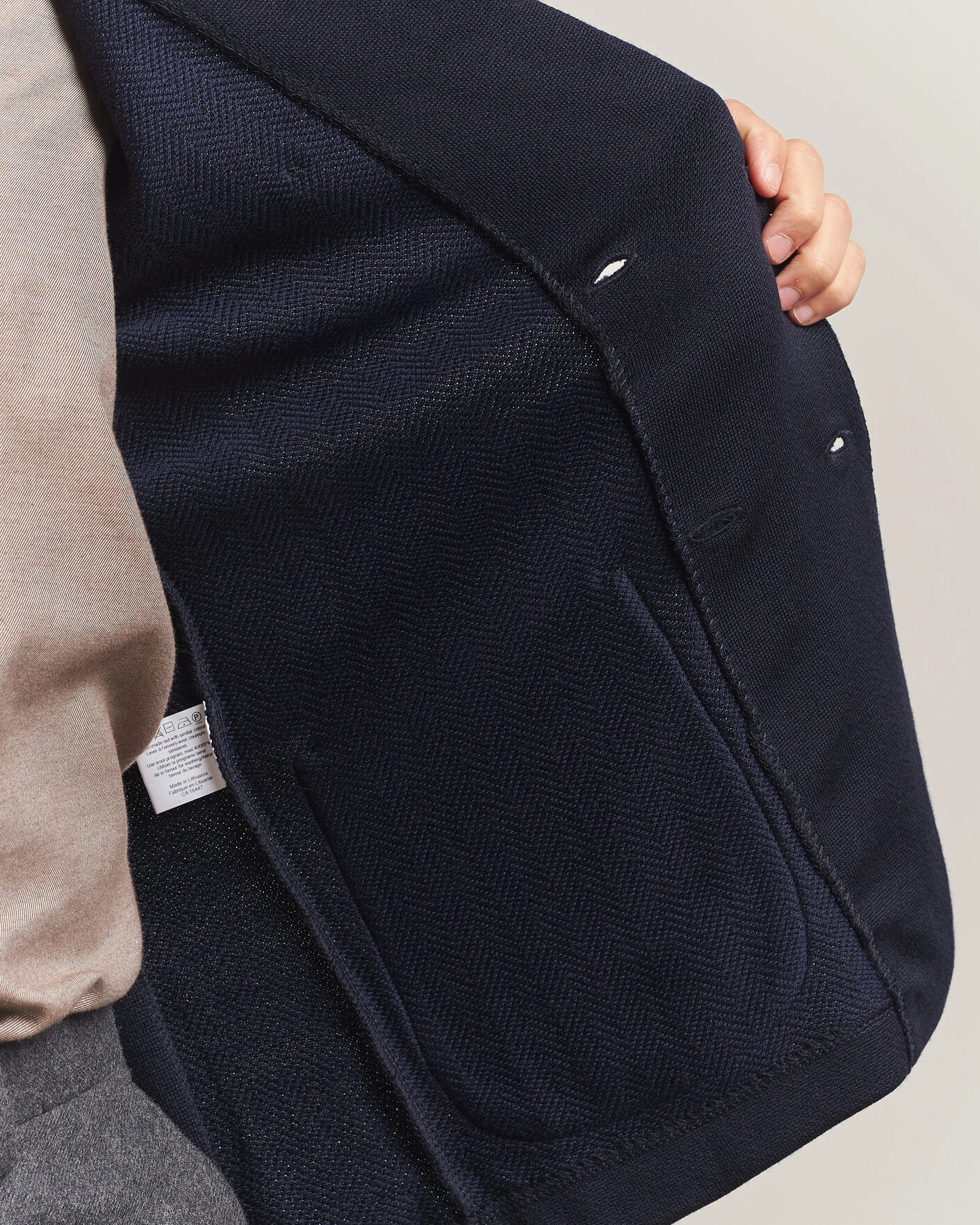 Herr | Kavajer | Stenströms | Knitted Herringbone DB Wool Blazer Navy