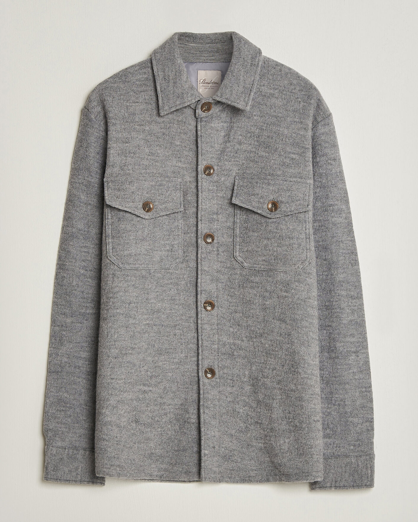 Herr | Skjortor | Stenströms | Felted Wool Overshirt Grey