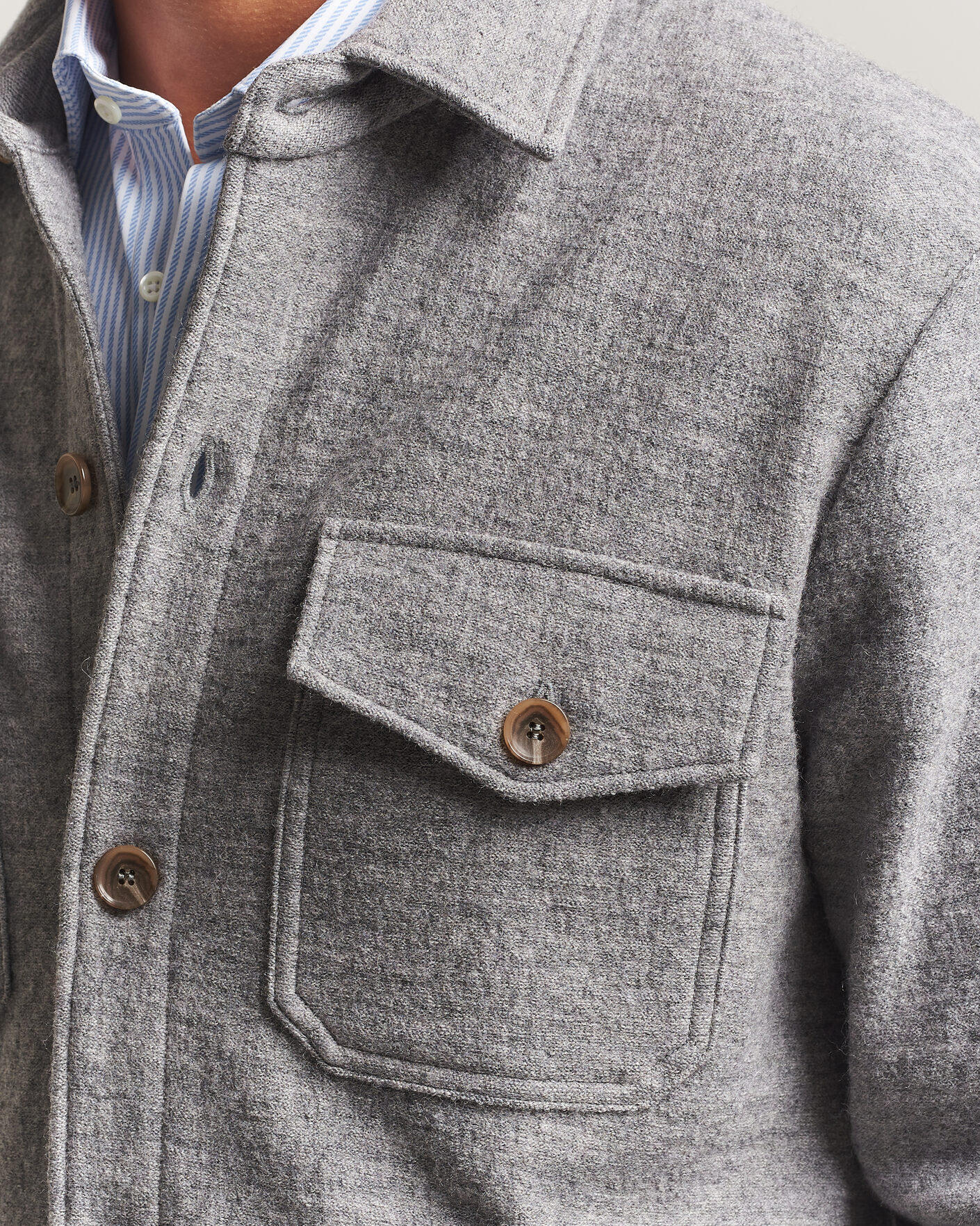 Herr | Skjortor | Stenströms | Felted Wool Overshirt Grey