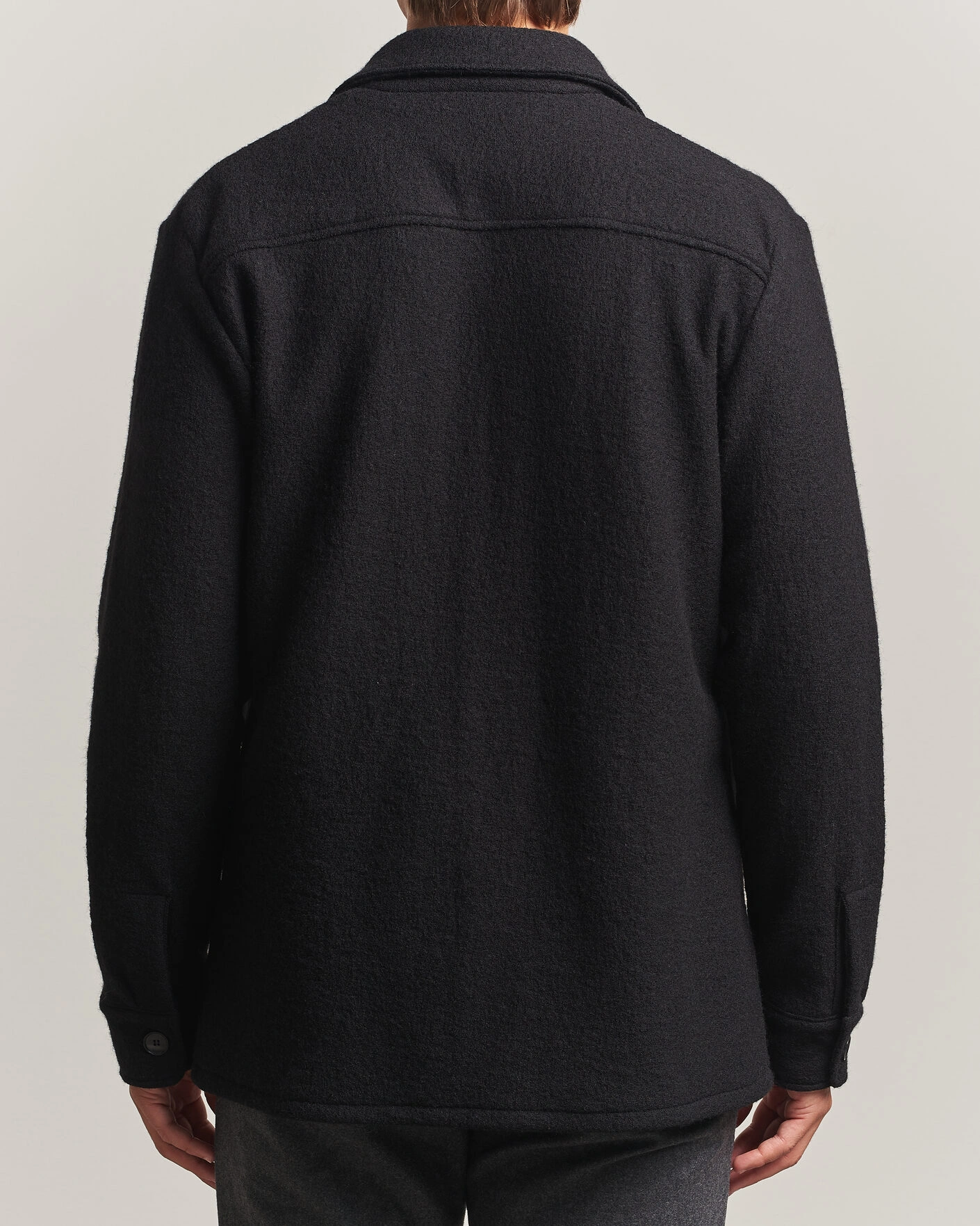 Herr | Skjortor | Stenströms | Felted Wool Overshirt Black