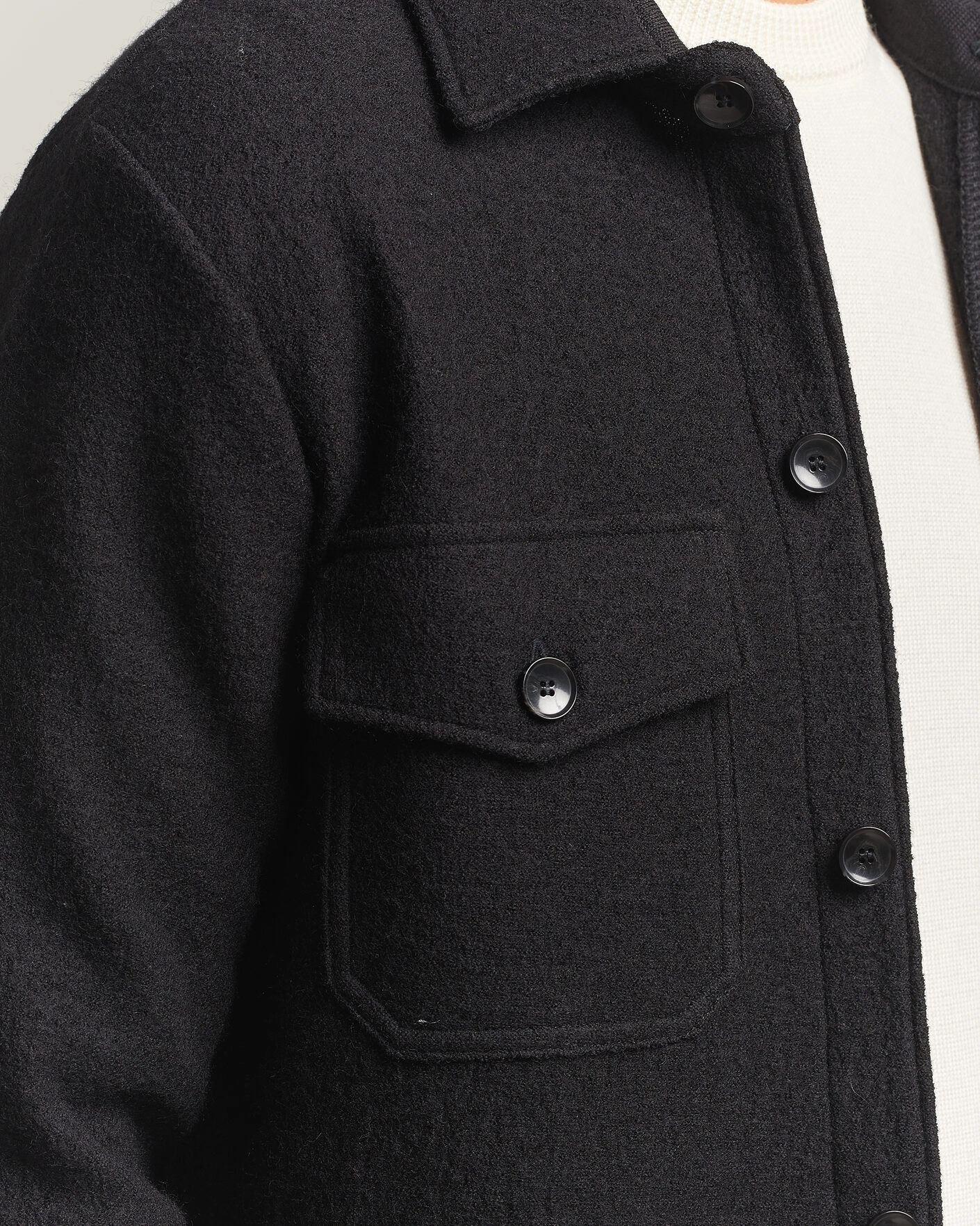 Herr | Skjortor | Stenströms | Felted Wool Overshirt Black