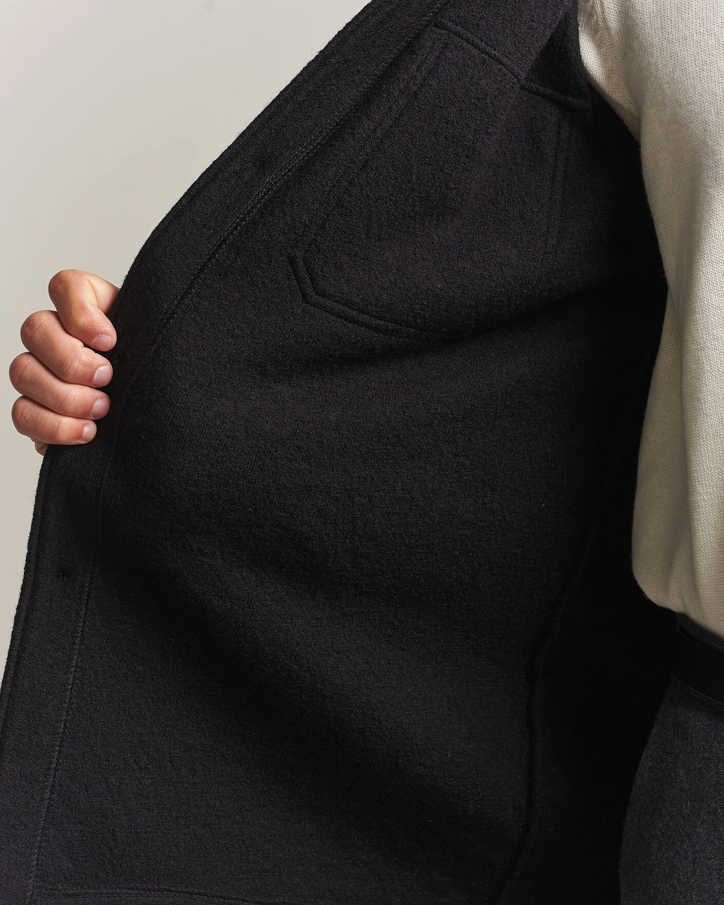 Herr | Skjortor | Stenströms | Felted Wool Overshirt Black