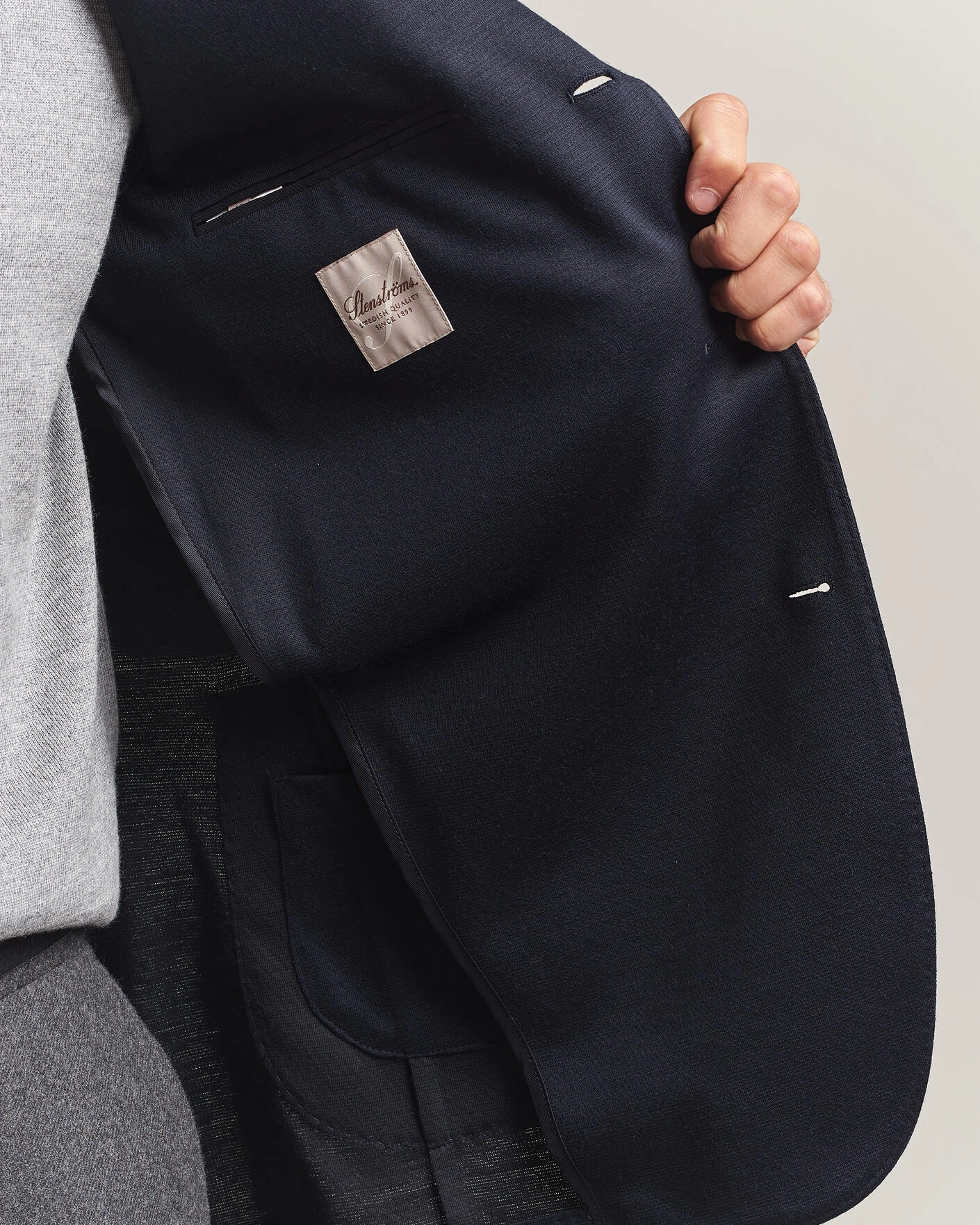 Herr | Kavajer | Stenströms | Wool Jersey Blazer Navy