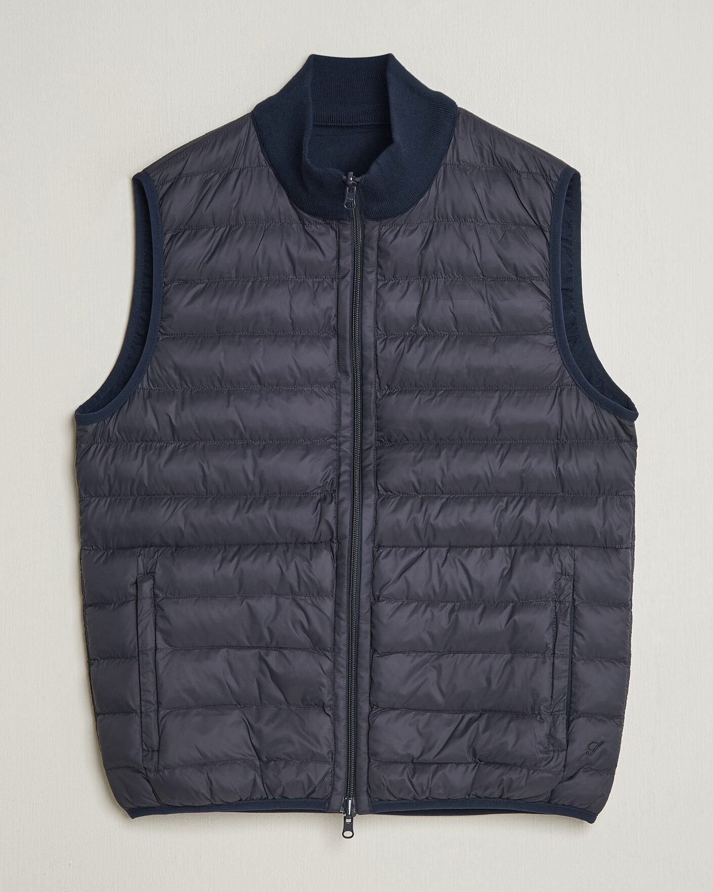 Herr | Västar | Stenströms | Reversible Knitted Merino/Nylon Vest Navy