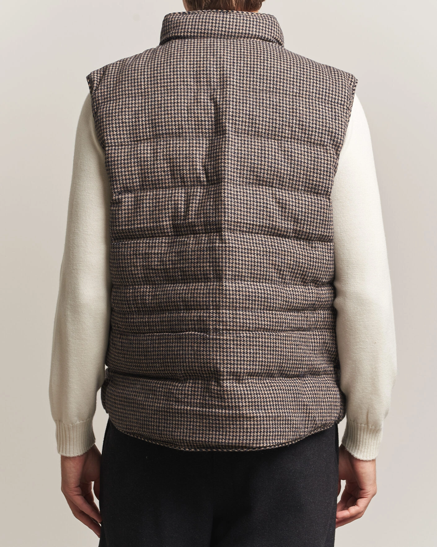 Herr | Västar | Stenströms | Padded Houndstooth Wool Vest Brown