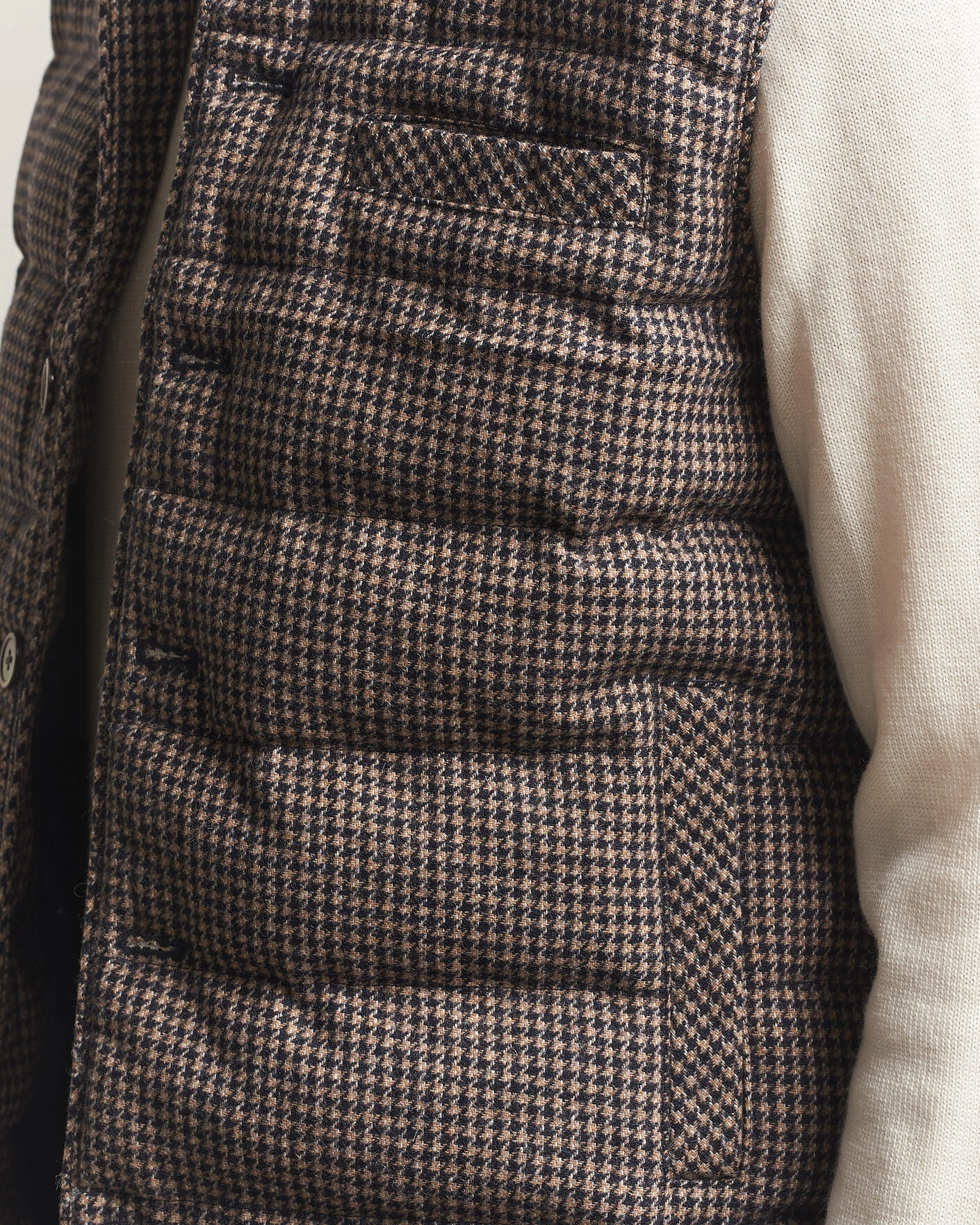 Herr | Västar | Stenströms | Padded Houndstooth Wool Vest Brown