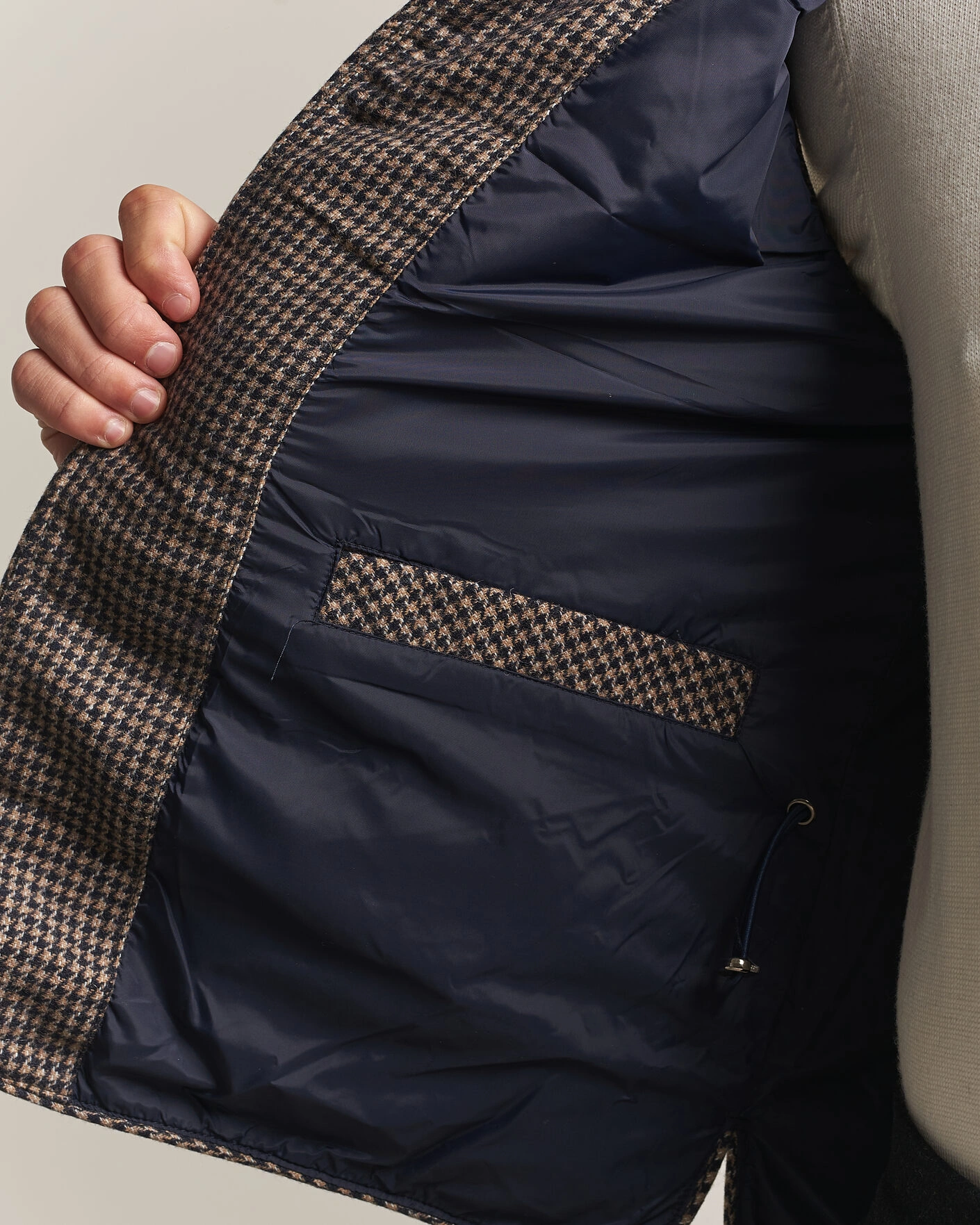 Herr | Västar | Stenströms | Padded Houndstooth Wool Vest Brown