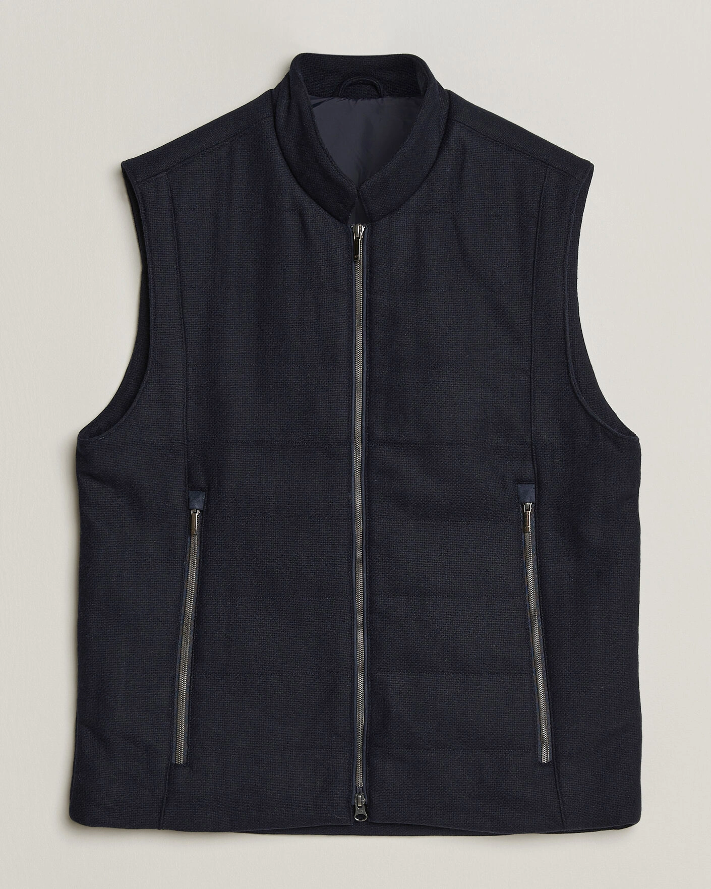 Herr | Västar | Stenströms | Wool Alcantara Detail Light Padded Vest Navy