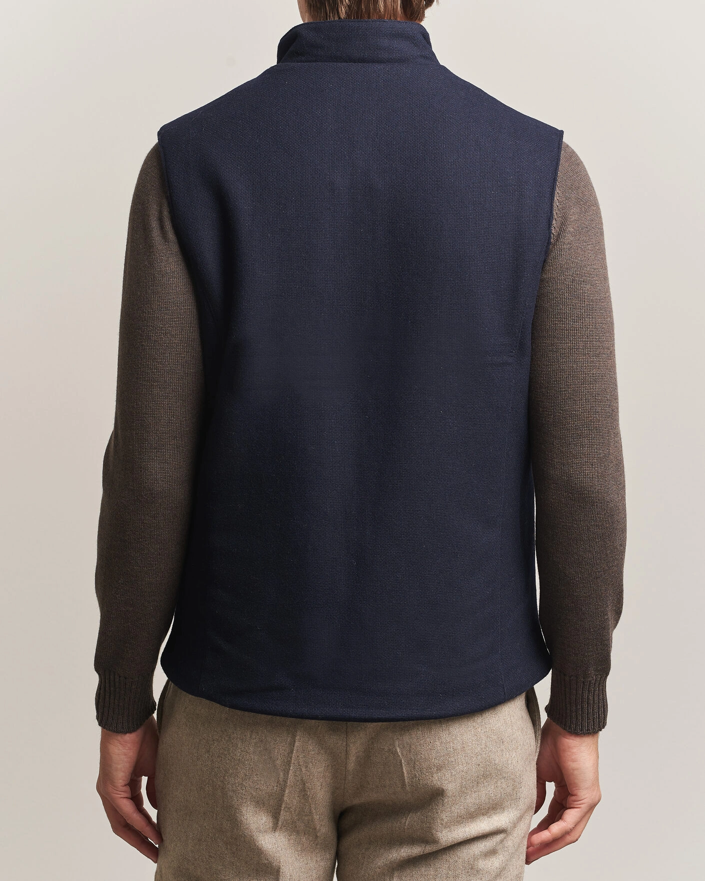 Herr | Västar | Stenströms | Wool Alcantara Detail Light Padded Vest Navy