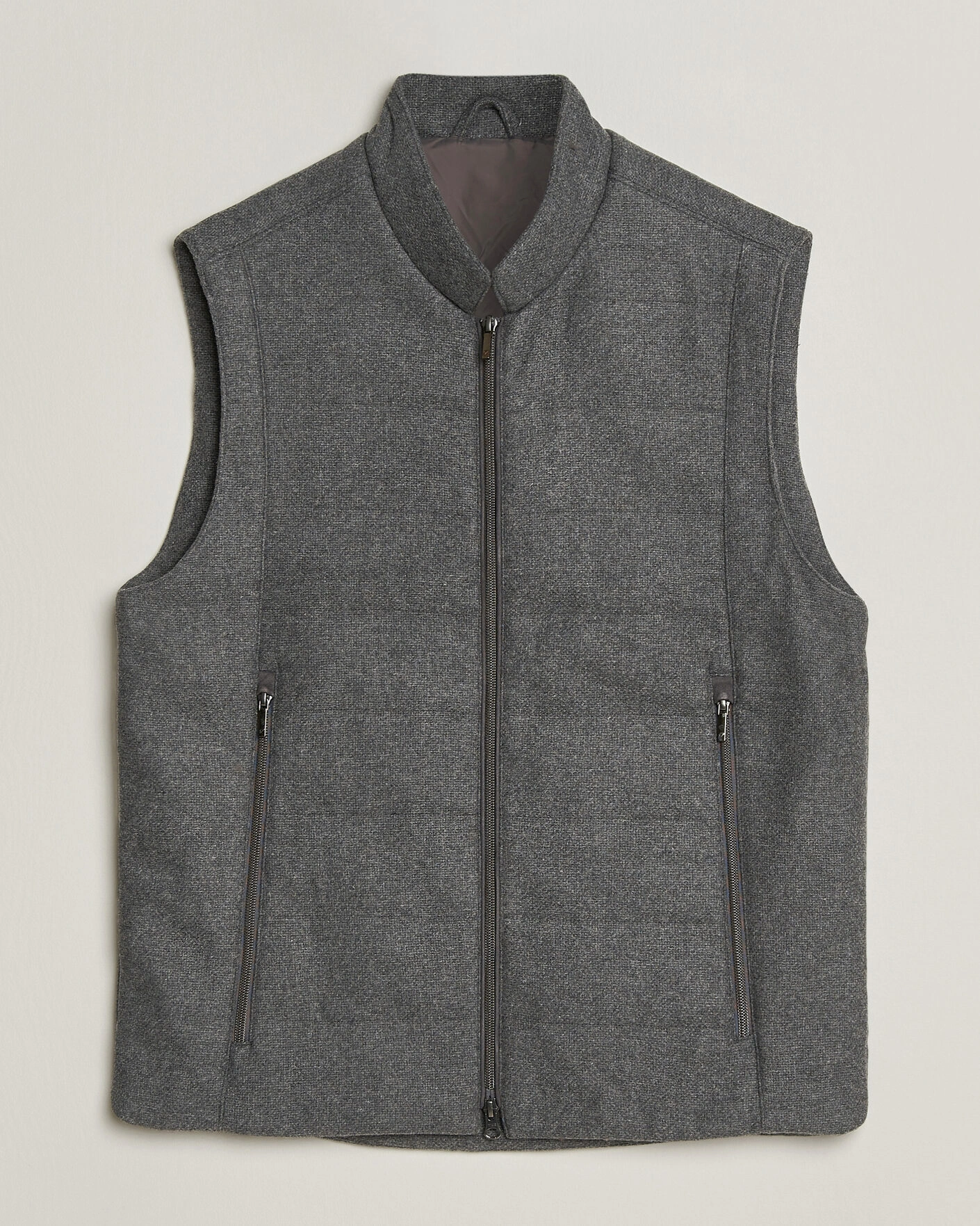 Herr | Västar | Stenströms | Wool Alcantara Detail Light Padded Vest Grey