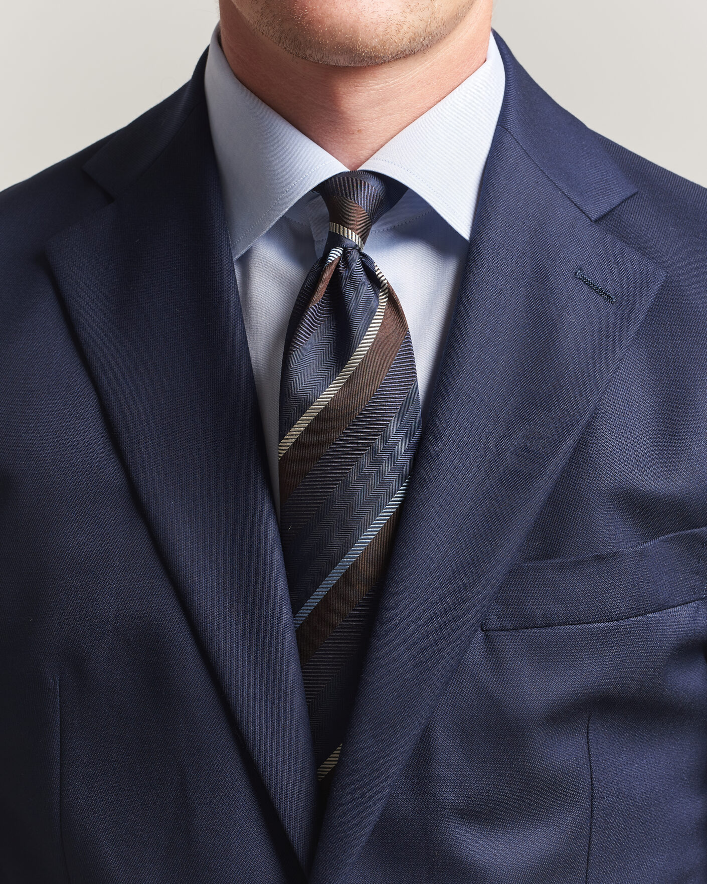 Herr | Slipsar | Stenströms | Regimental Stripe Silk Tie 7,5cm Navy