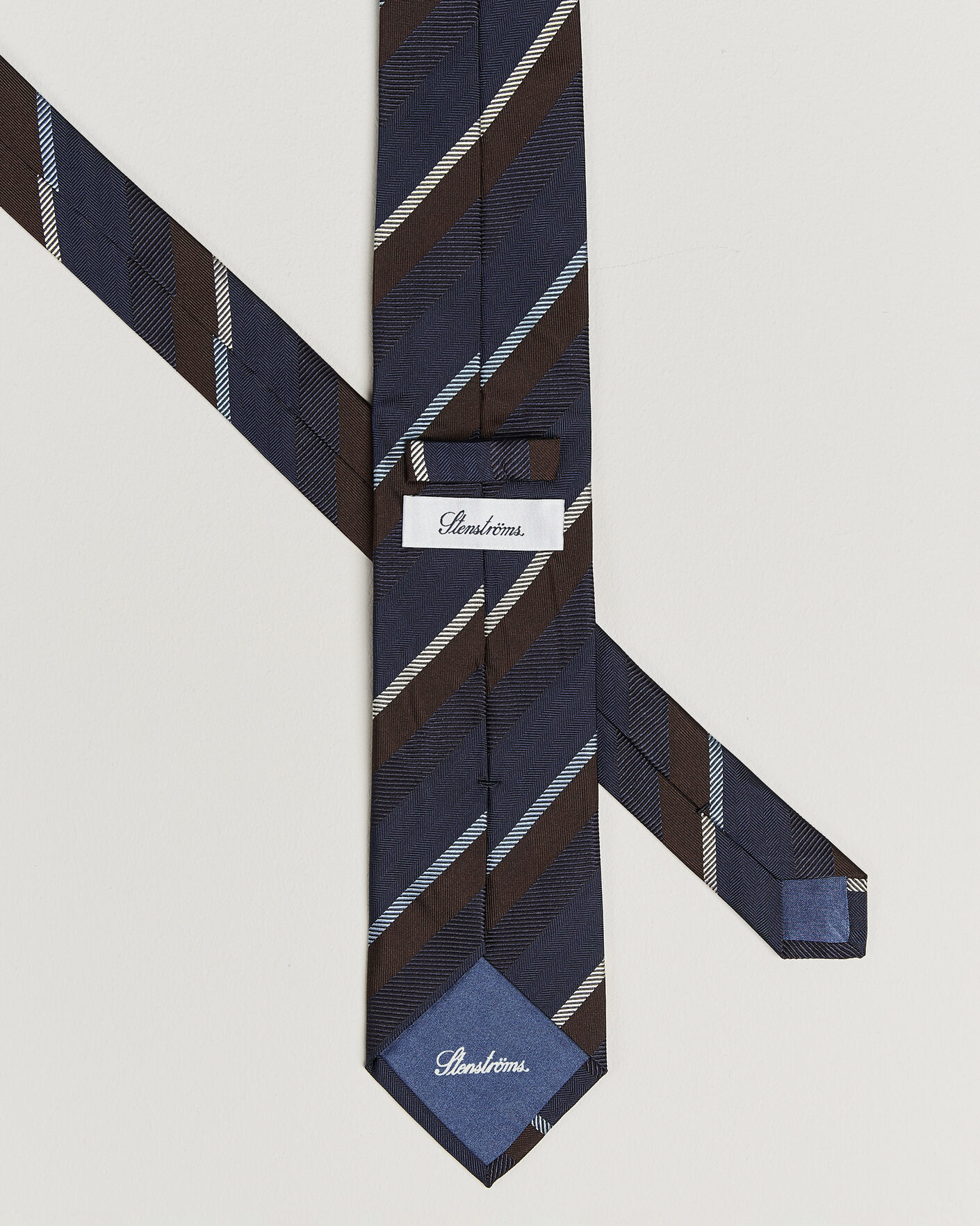 Herr | Slipsar | Stenströms | Regimental Stripe Silk Tie 7,5cm Navy