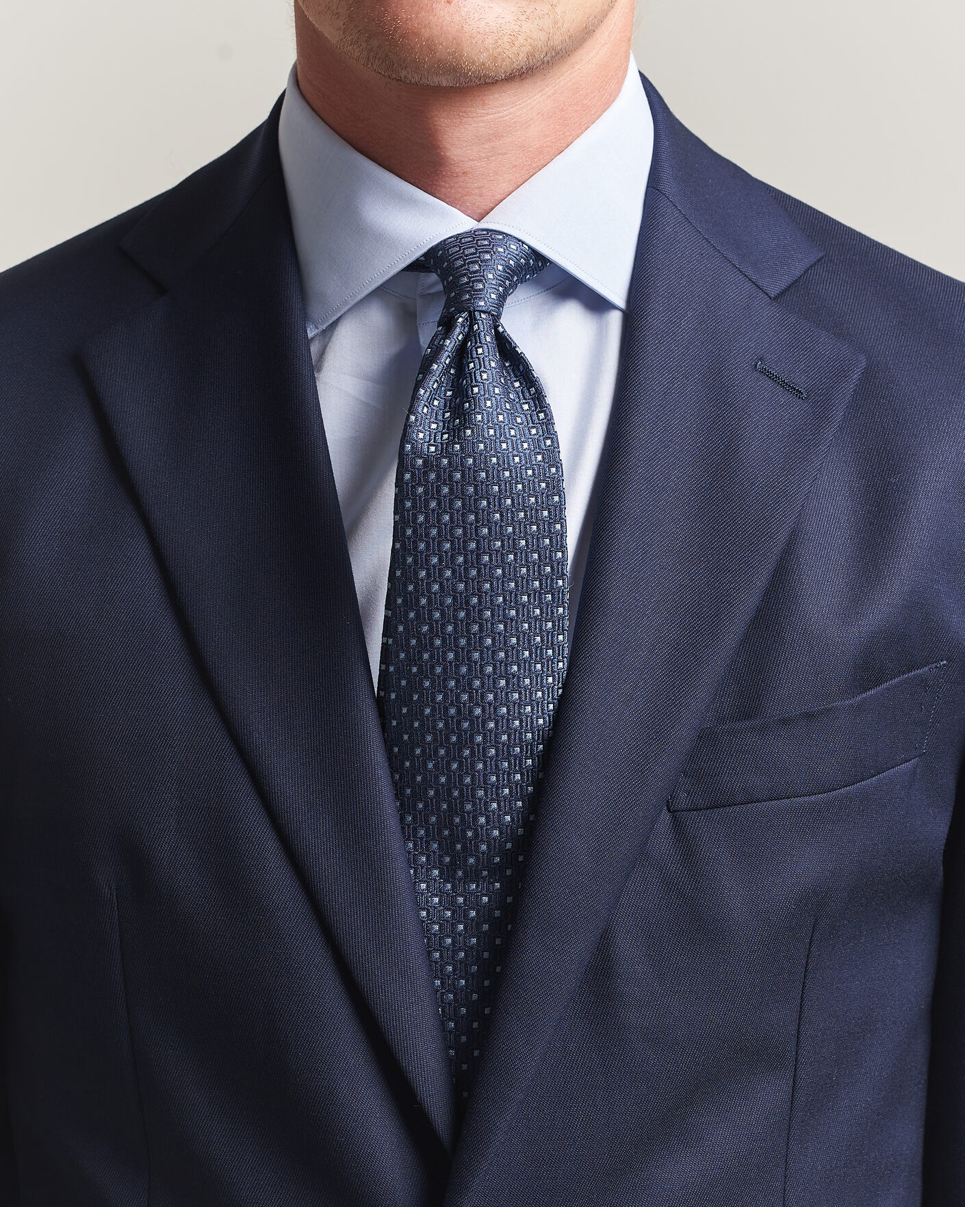 Herr | Slipsar | Stenströms | Woven Silk Dot Tie 7,5cm Navy