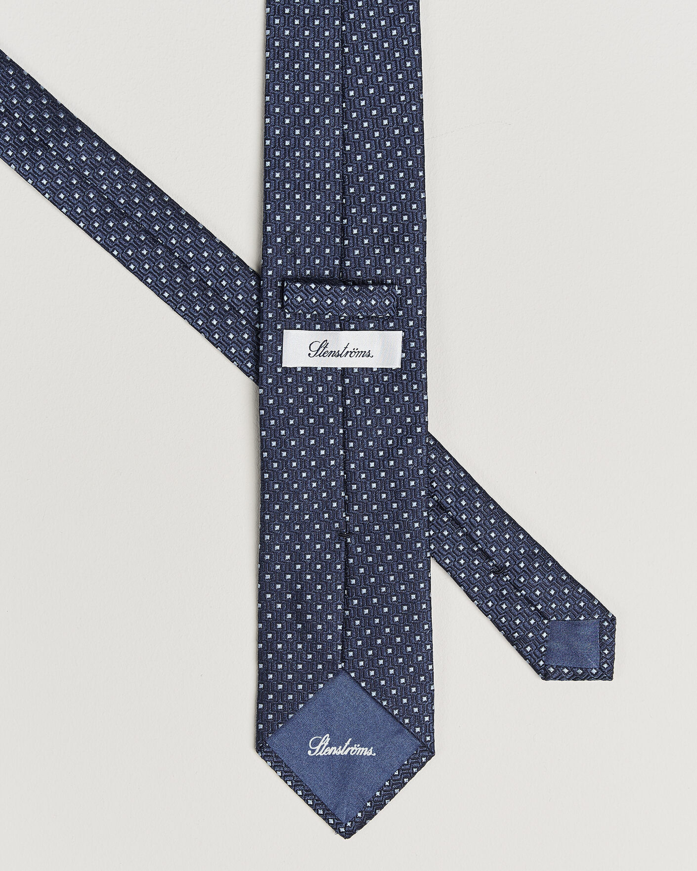 Herr | Slipsar | Stenströms | Woven Silk Dot Tie 7,5cm Navy