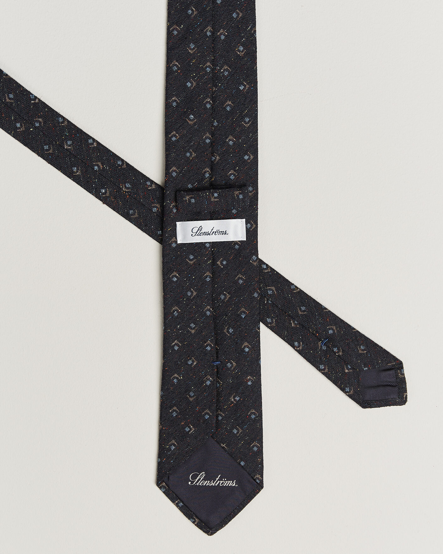 Herr | Slipsar | Stenströms | Woven Herringbone Silk Tie 7,5cm Navy