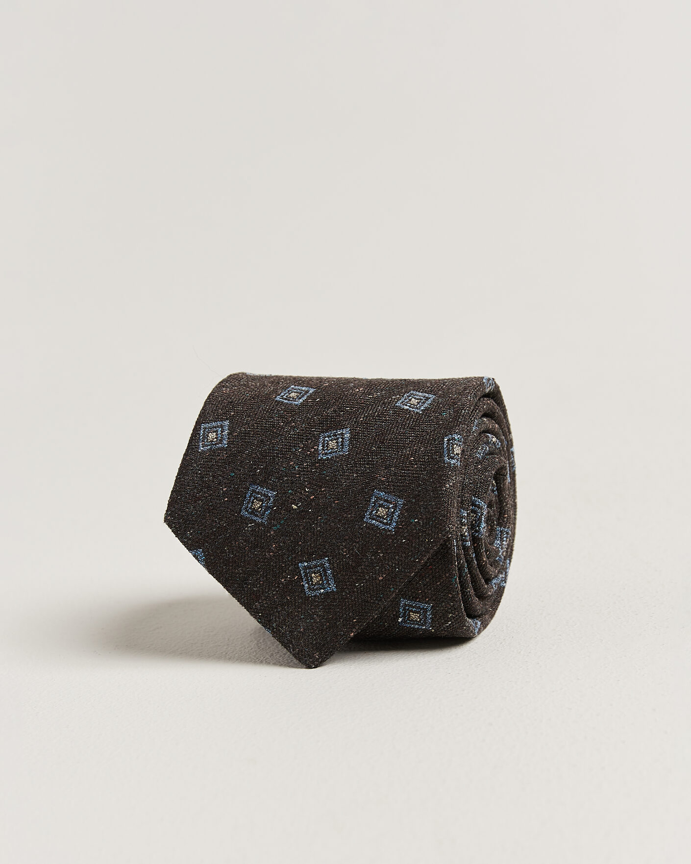 Herr | Slipsar | Stenströms | Woven Herringbone Silk Tie 7,5cm Dark Brown