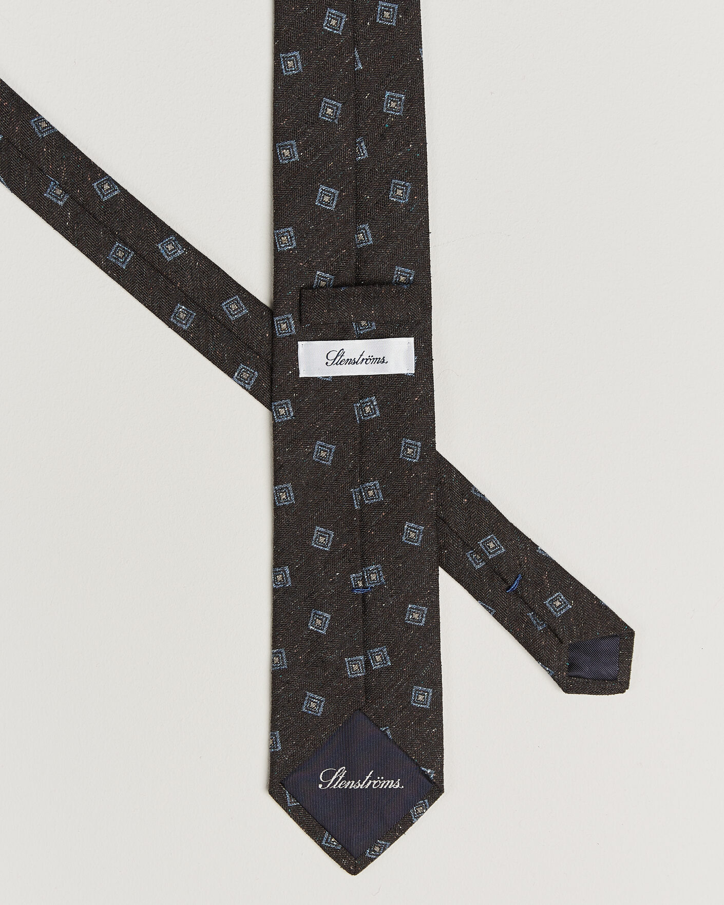 Herr | Slipsar | Stenströms | Woven Herringbone Silk Tie 7,5cm Dark Brown