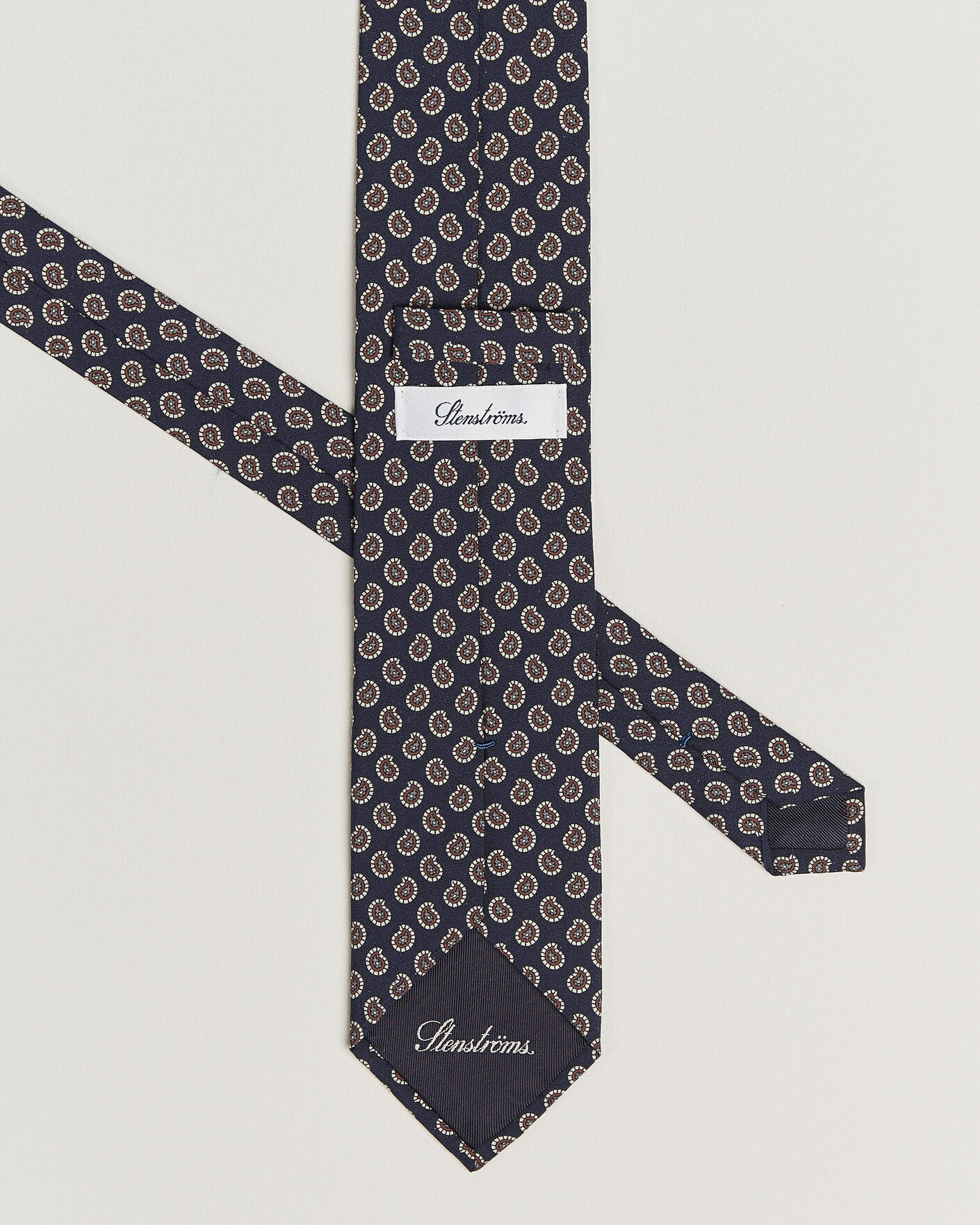 Herr | Slipsar | Stenströms | Printed Silk Paisley Tie 7,5cm Blue