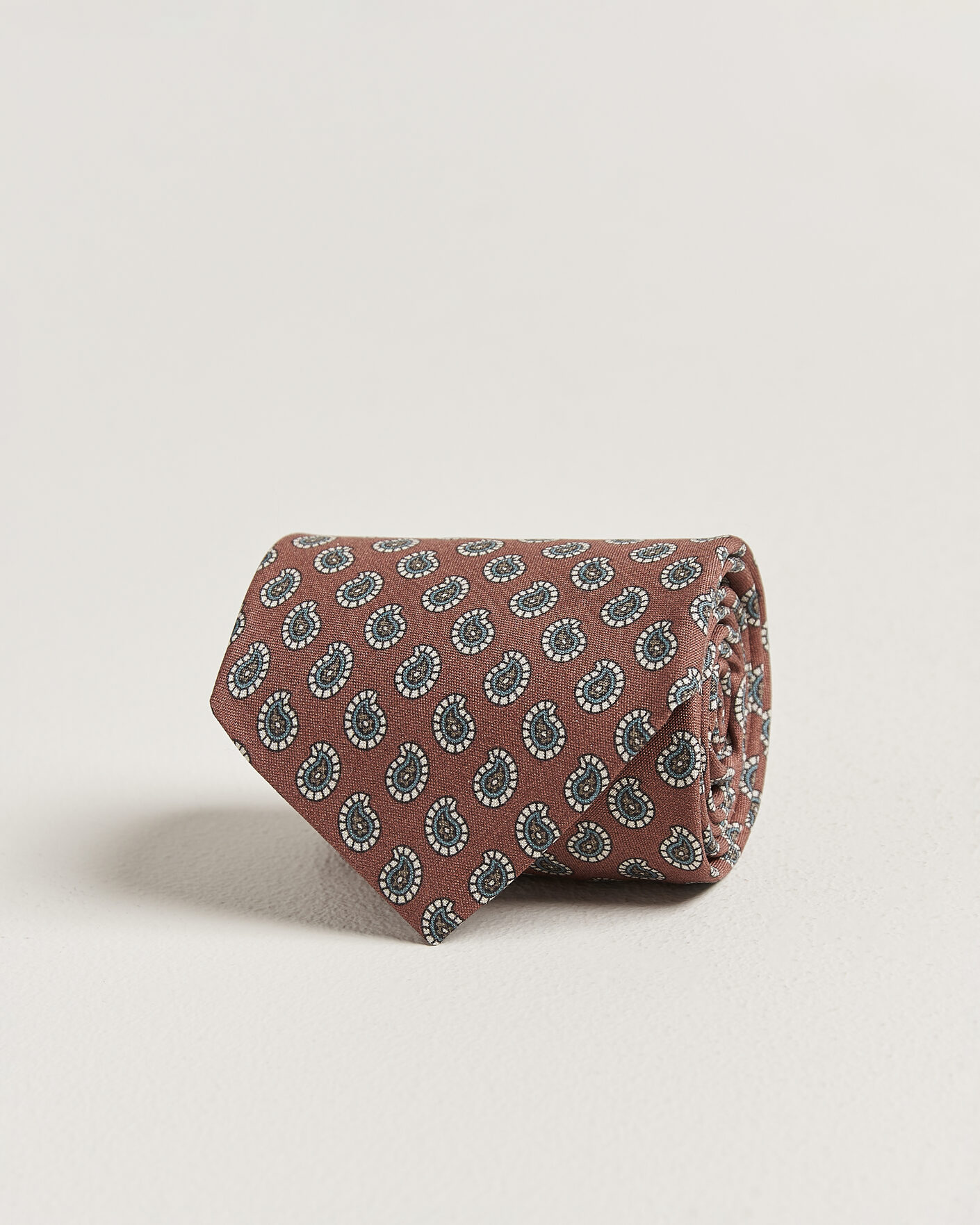 Herr | Slipsar | Stenströms | Printed Silk Paisley Tie 7,5cm Rust