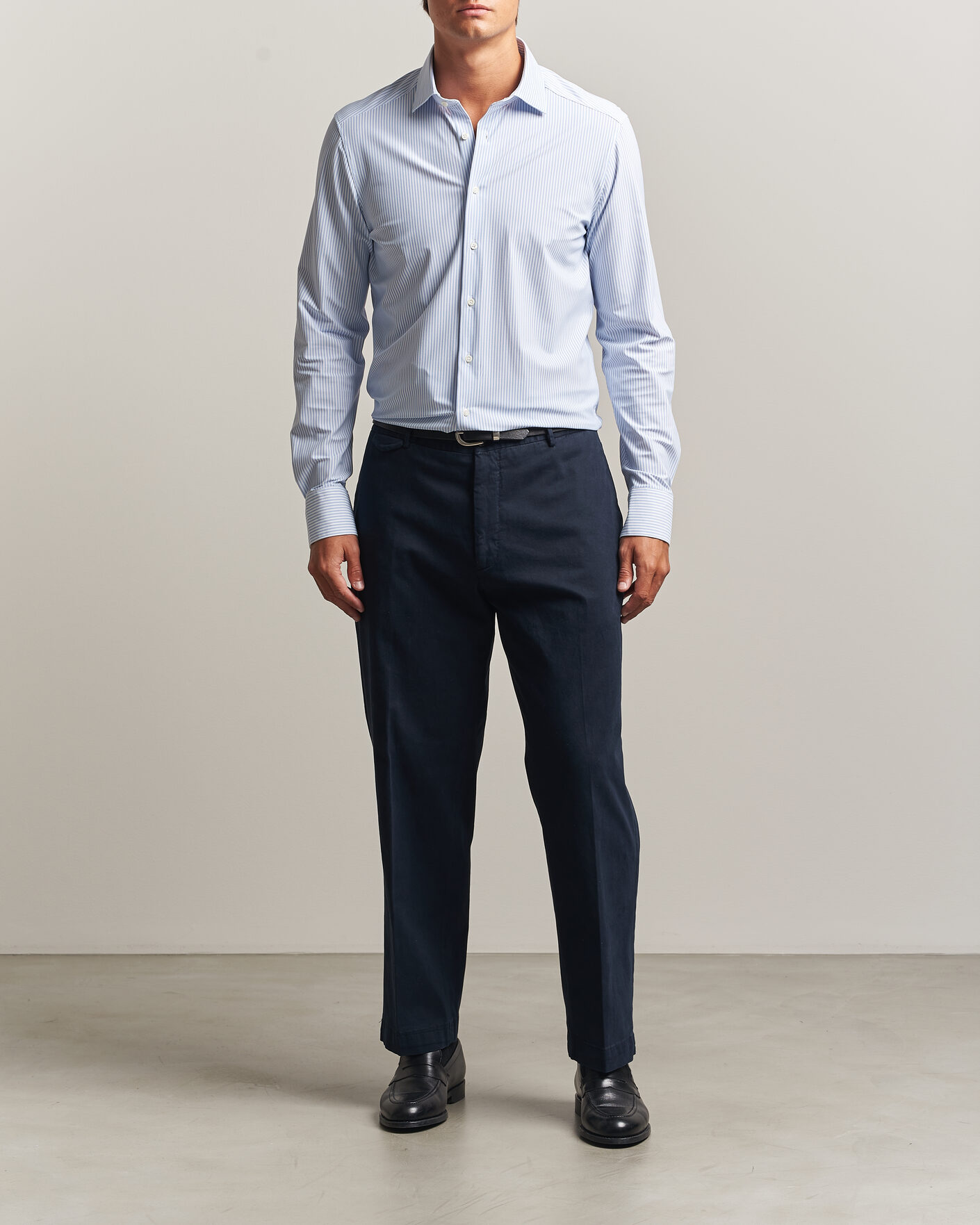 Herr | Skjortor | Stenströms | Slimline Active Stretch Striped Shirt Light Blue