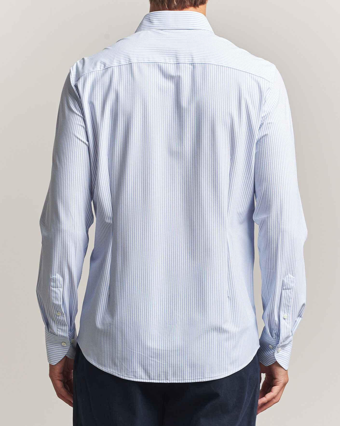 Herr | Skjortor | Stenströms | Slimline Active Stretch Striped Shirt Light Blue