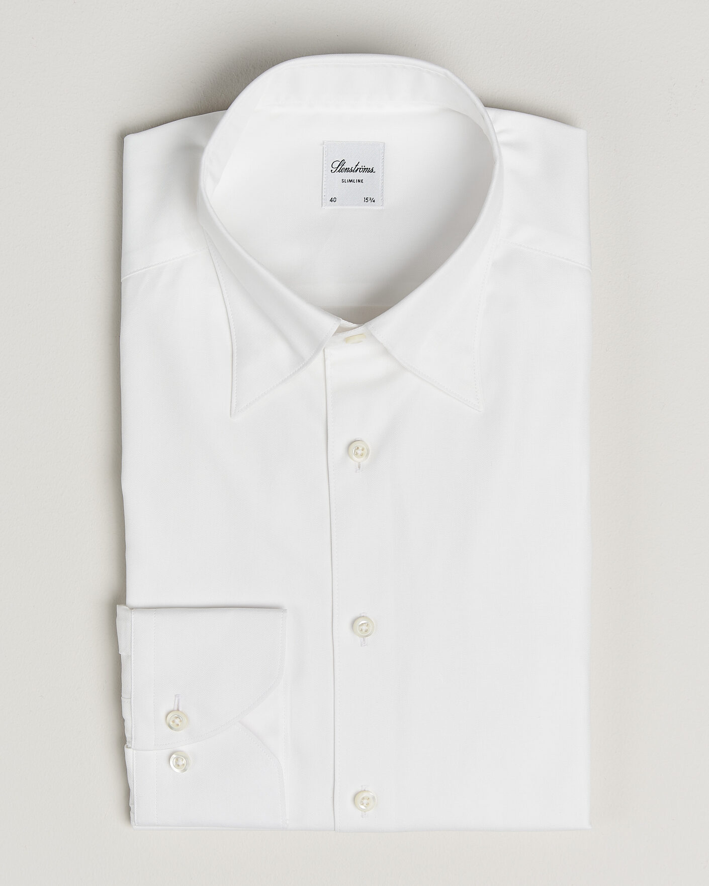 Herr | Skjortor | Stenströms | Slimline Twofold Cotton Button Under Shirt White