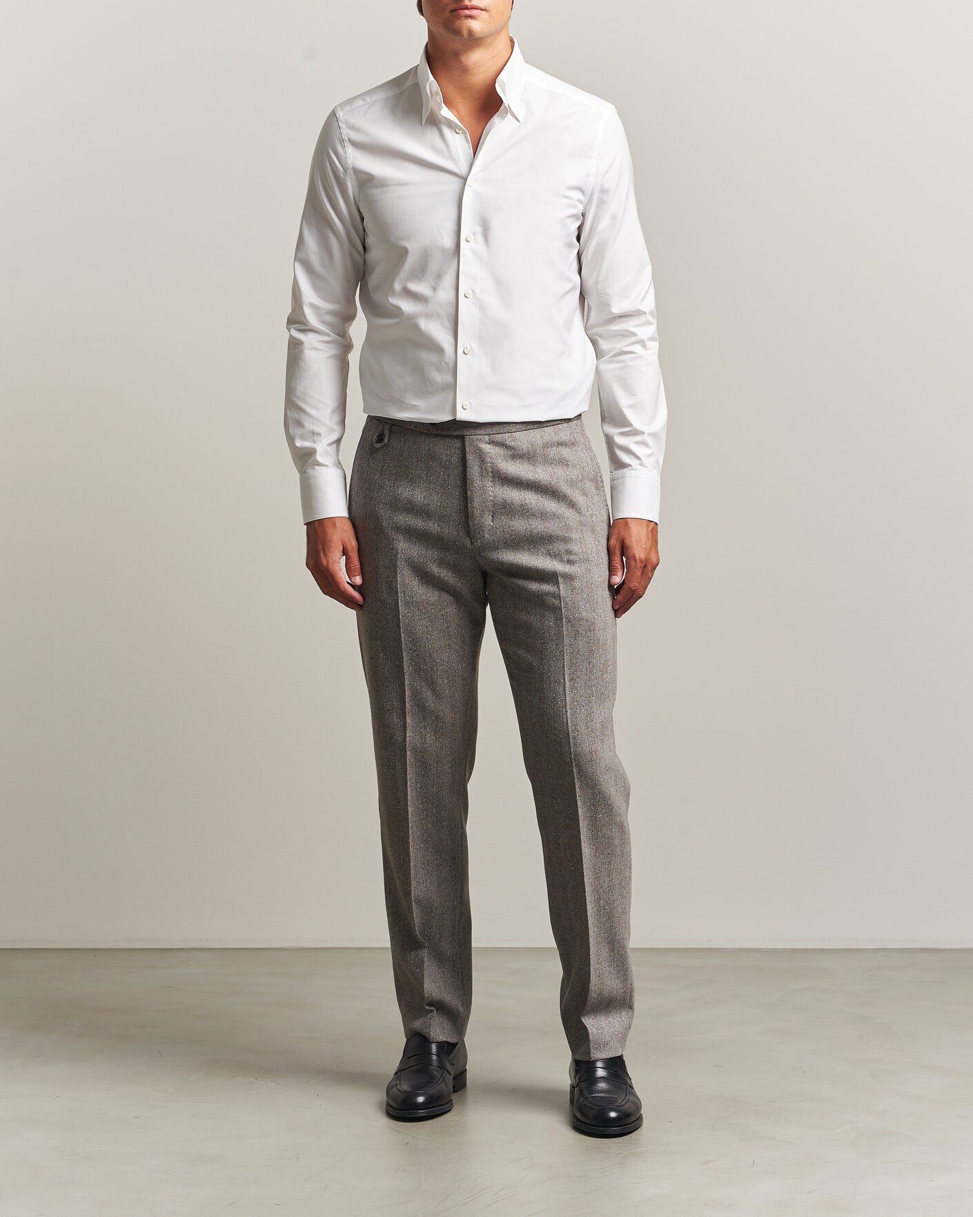 Herr | Skjortor | Stenströms | Slimline Twofold Cotton Button Under Shirt White