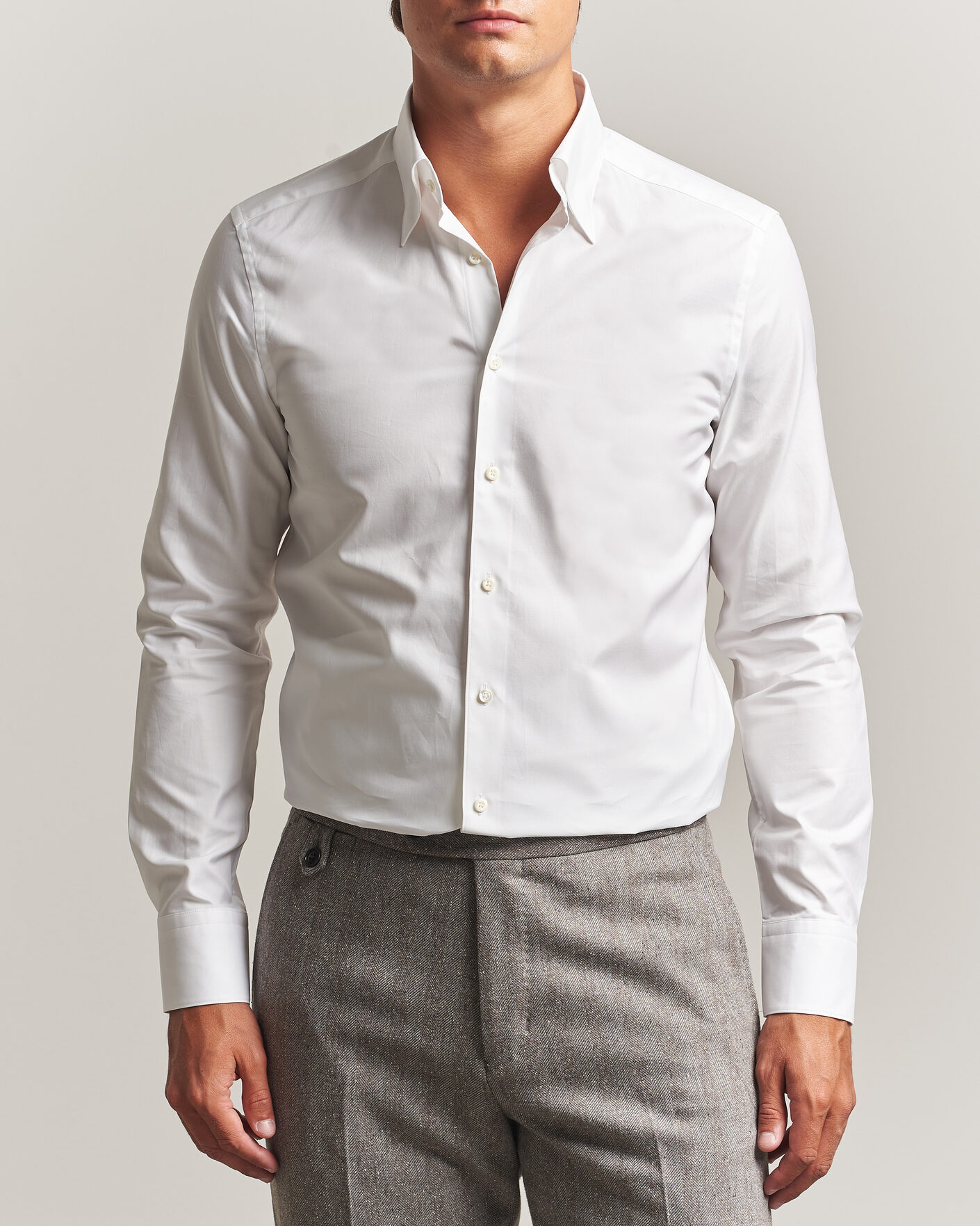 Herr | Skjortor | Stenströms | Slimline Twofold Cotton Button Under Shirt White