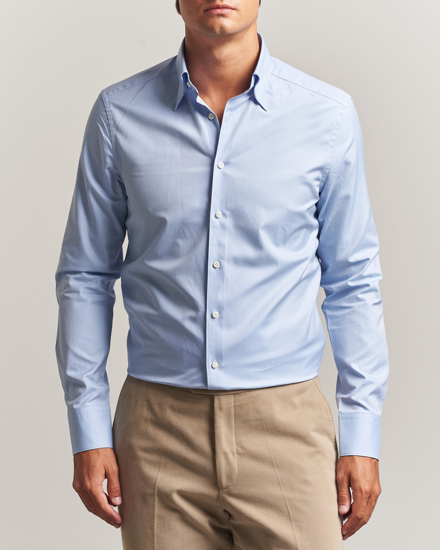 Herr | Skjortor | Stenströms | Slimline Twofold Cotton Button Under Shirt Blue