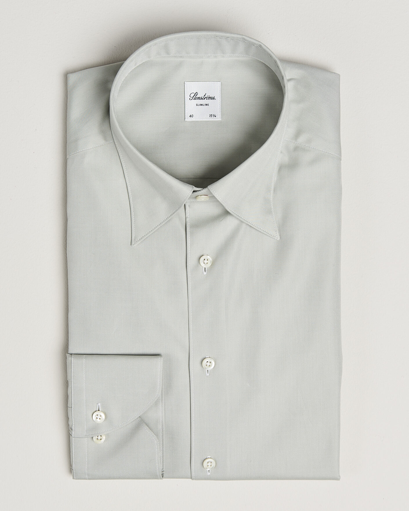 Herr | Skjortor | Stenströms | Slimline Twofold Cotton Button Under Shirt Green