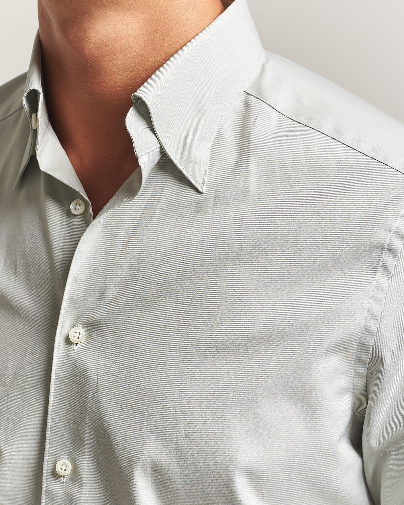 Herr | Skjortor | Stenströms | Slimline Twofold Cotton Button Under Shirt Green