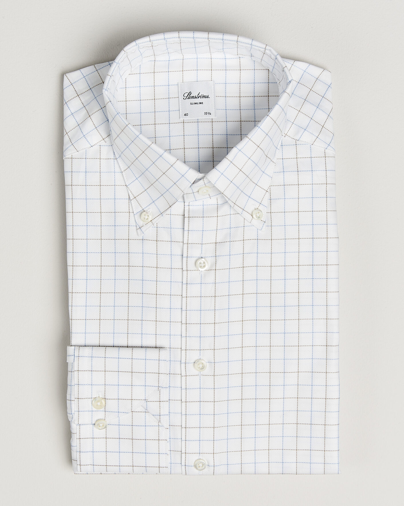 Herr | Skjortor | Stenströms | Slimline Oxford Tattersall Shirt White