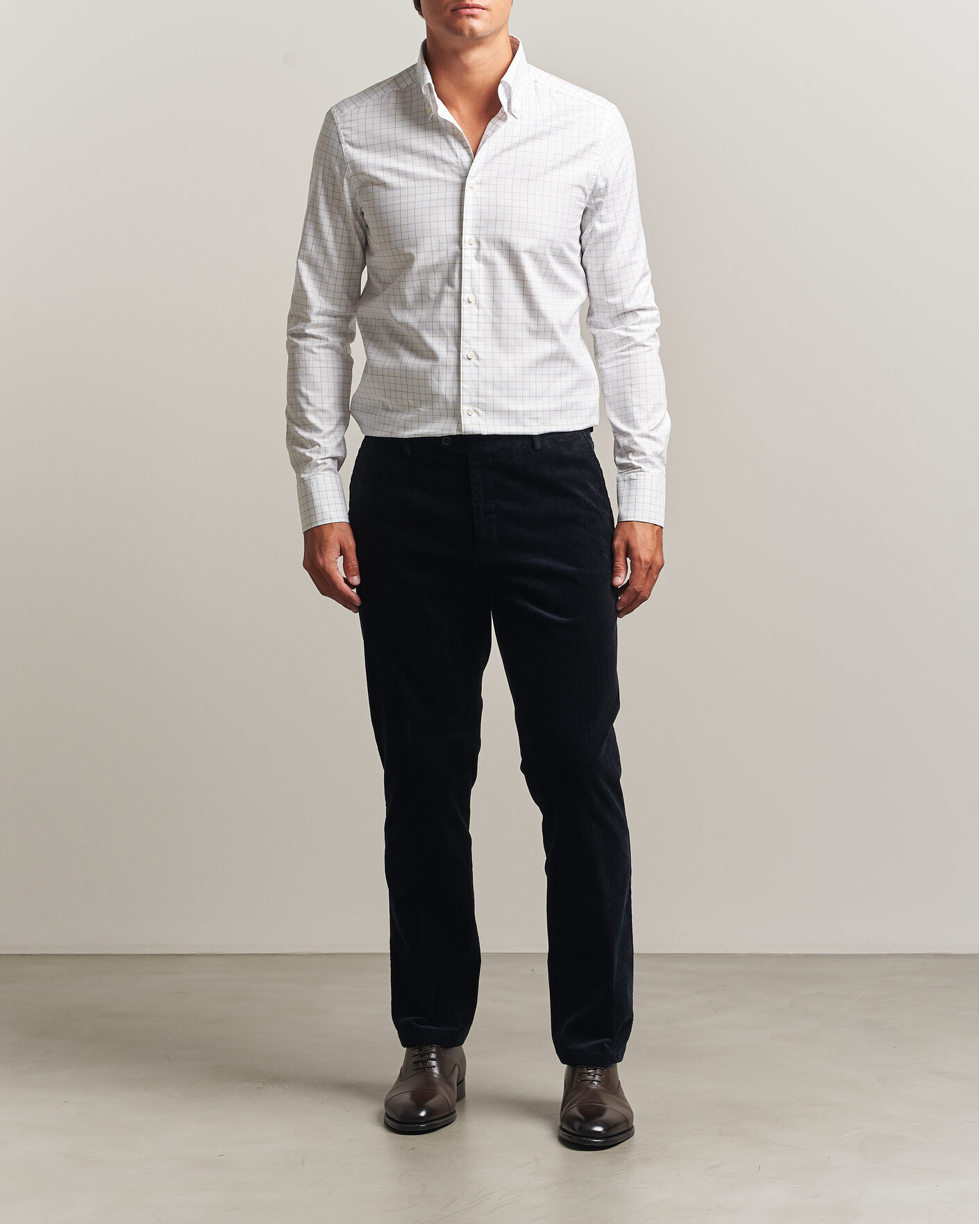 Herr | Skjortor | Stenströms | Slimline Oxford Tattersall Shirt White