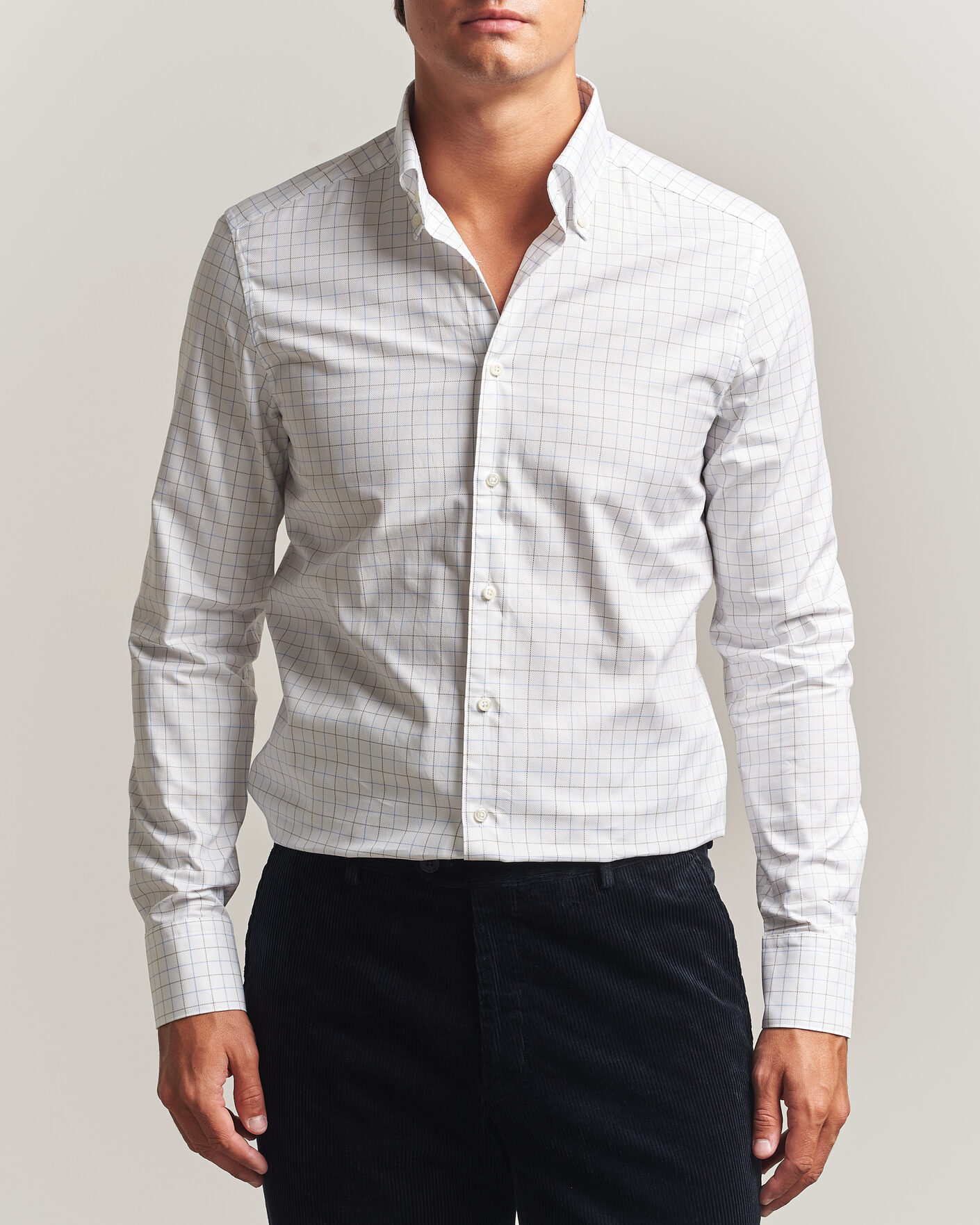 Herr | Skjortor | Stenströms | Slimline Oxford Tattersall Shirt White