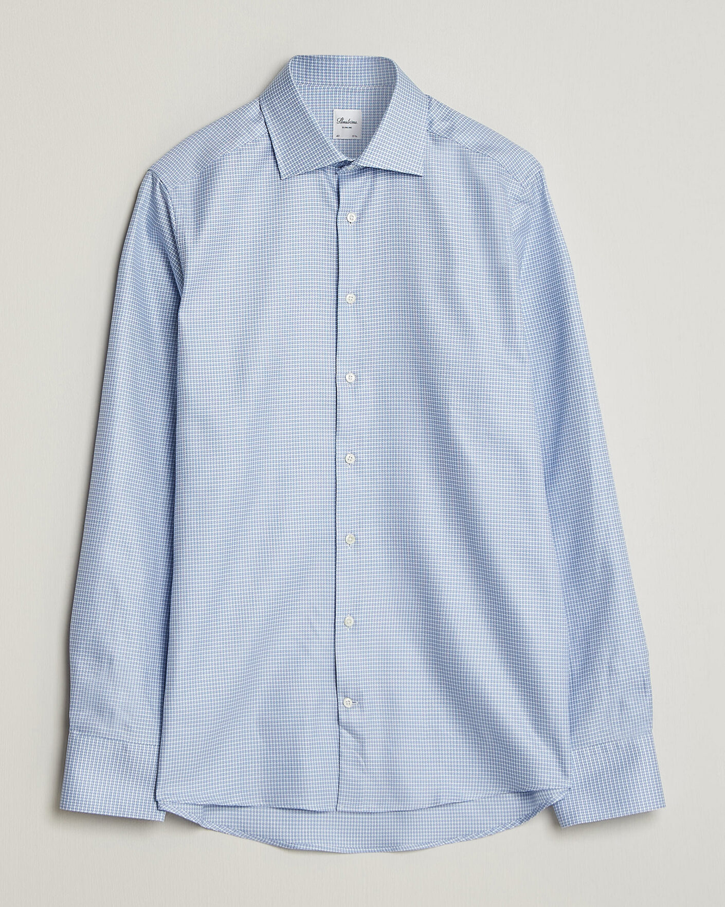 Herr | Skjortor | Stenströms | Slimline Twofold Houndstooth Shirt Blue