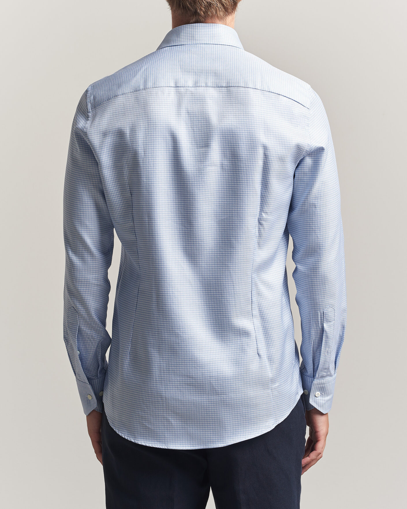 Herr | Skjortor | Stenströms | Slimline Twofold Houndstooth Shirt Blue