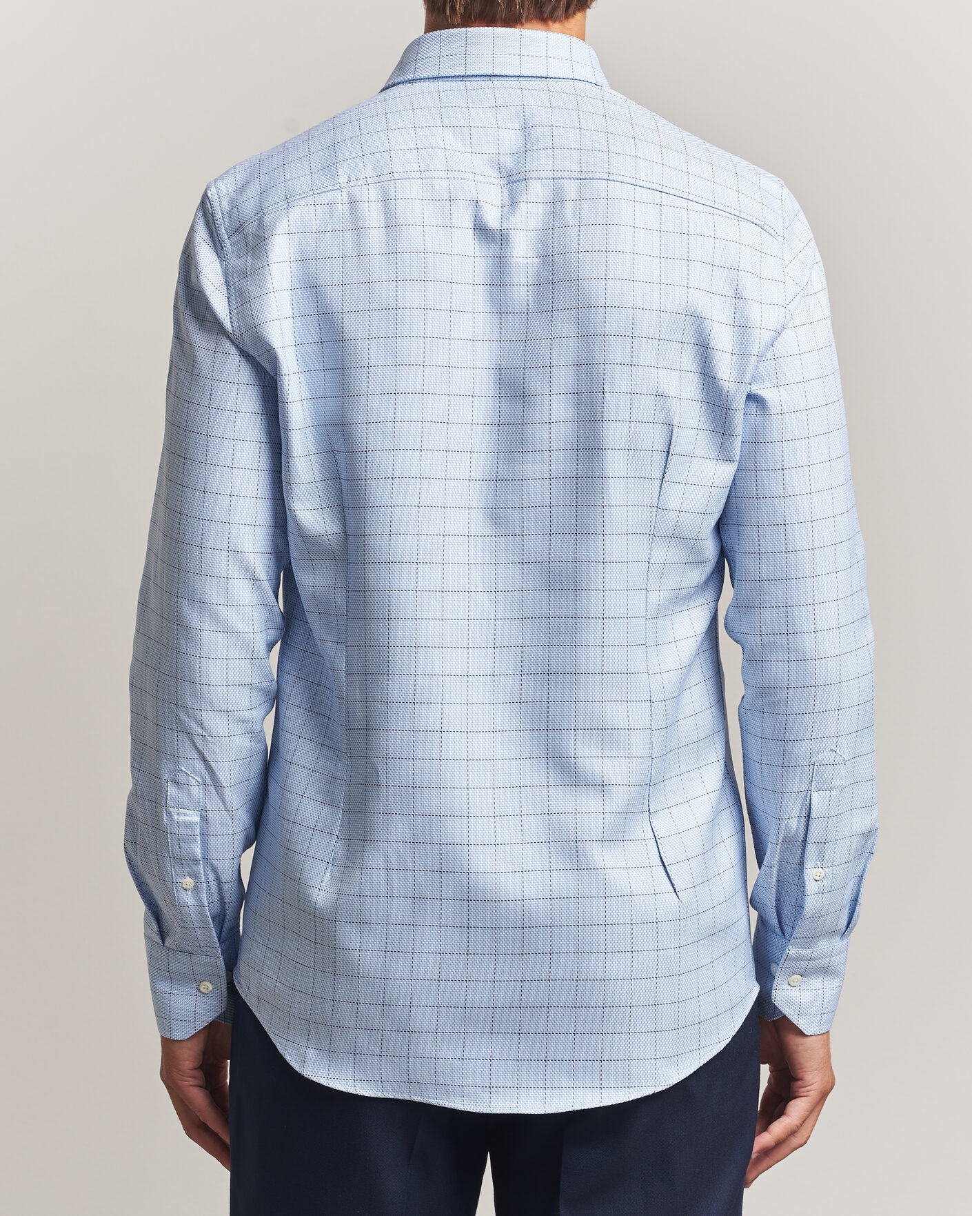 Herr | Skjortor | Stenströms | Slimline Twofold Structure Check Shirt Blue