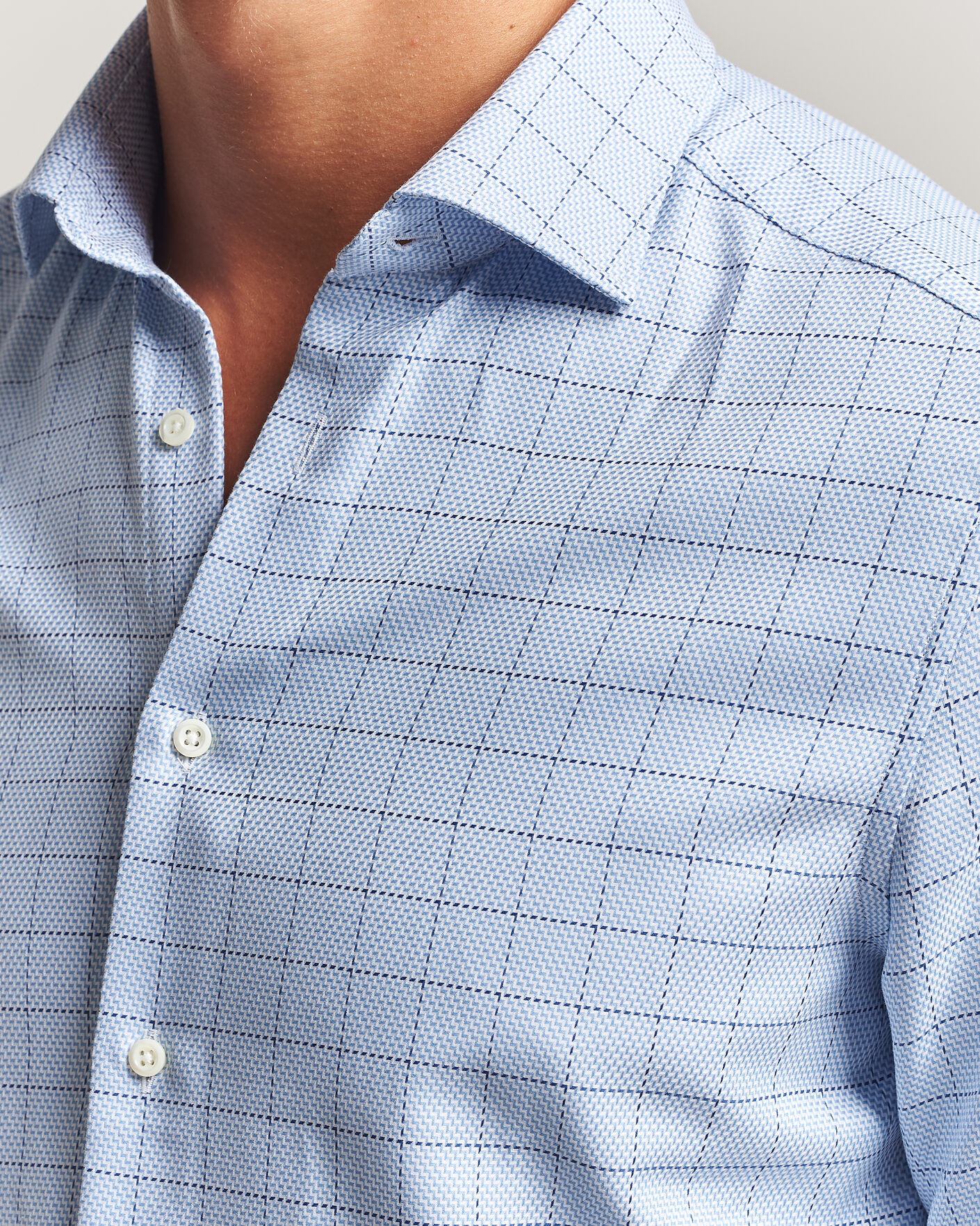 Herr | Skjortor | Stenströms | Slimline Twofold Structure Check Shirt Blue
