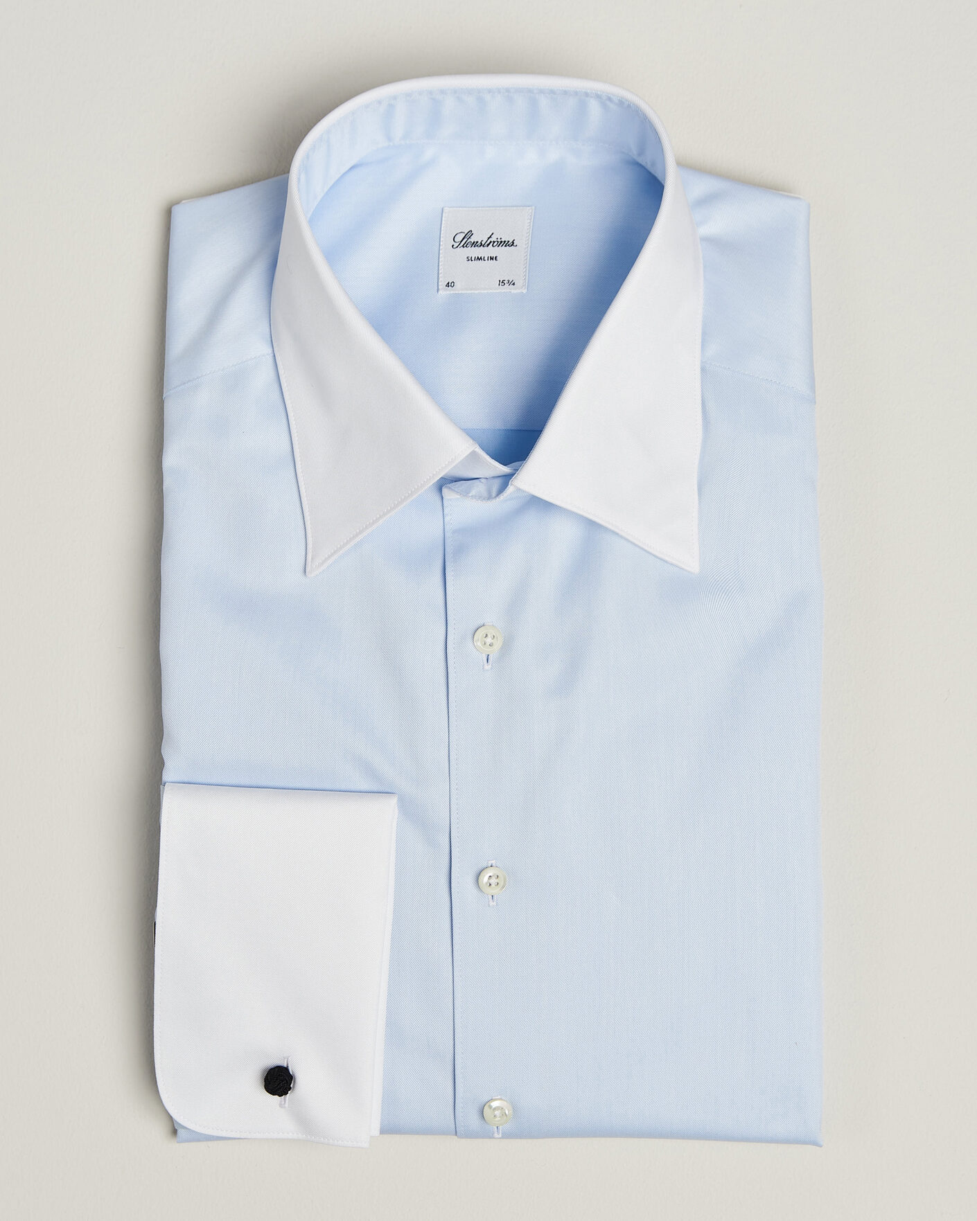 Herr | Skjortor | Stenströms | Slimline White Collar Whinchester Shirt Blue