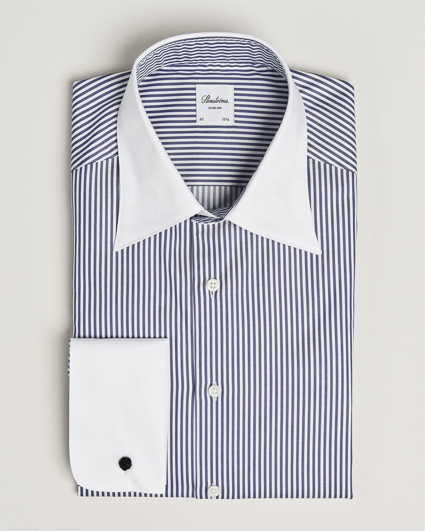 Herr | Skjortor | Stenströms | Slimline White Collar Stripe Whinchester Shirt Blue